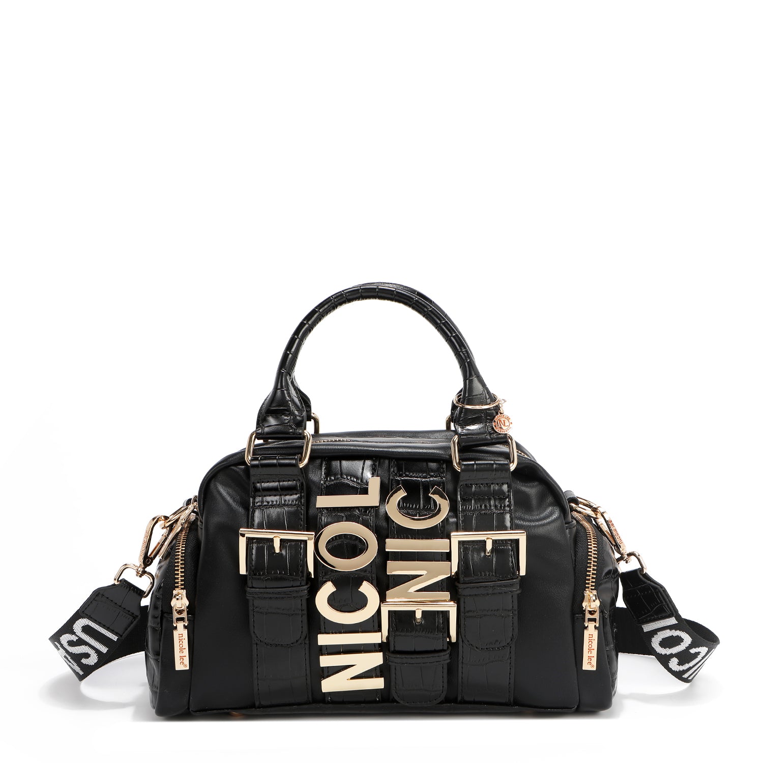 Calista Multi Pocket Handbag with Bold Buckle straps and Vegan Leather