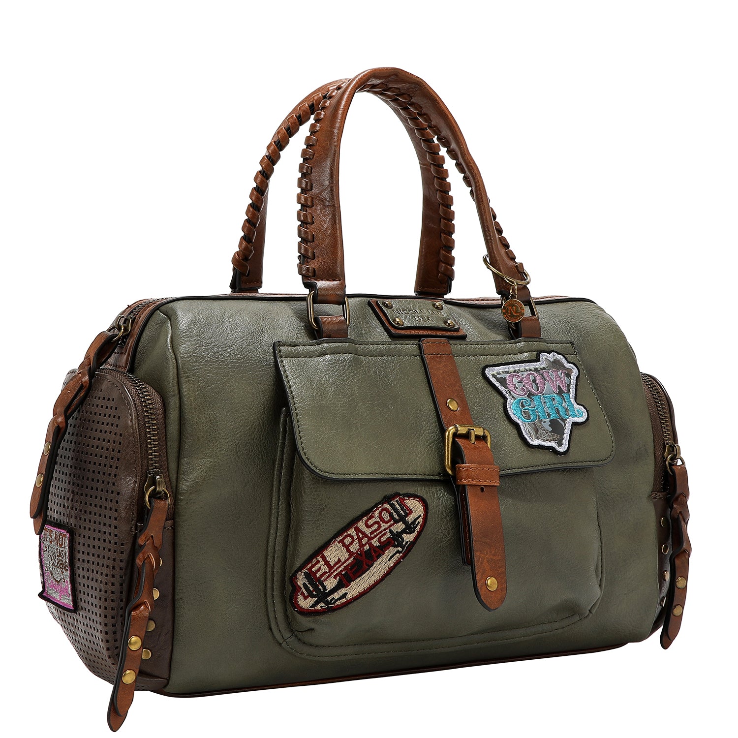 BOLSO VINTAGE BOSTON CON PARCHE (OLIVA)