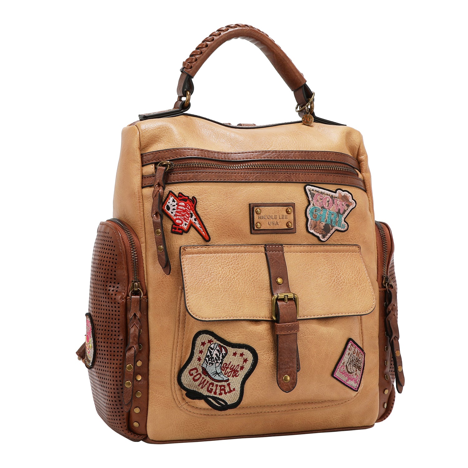 MOCHILA VINTAGE CON PARCHE (MARRON)