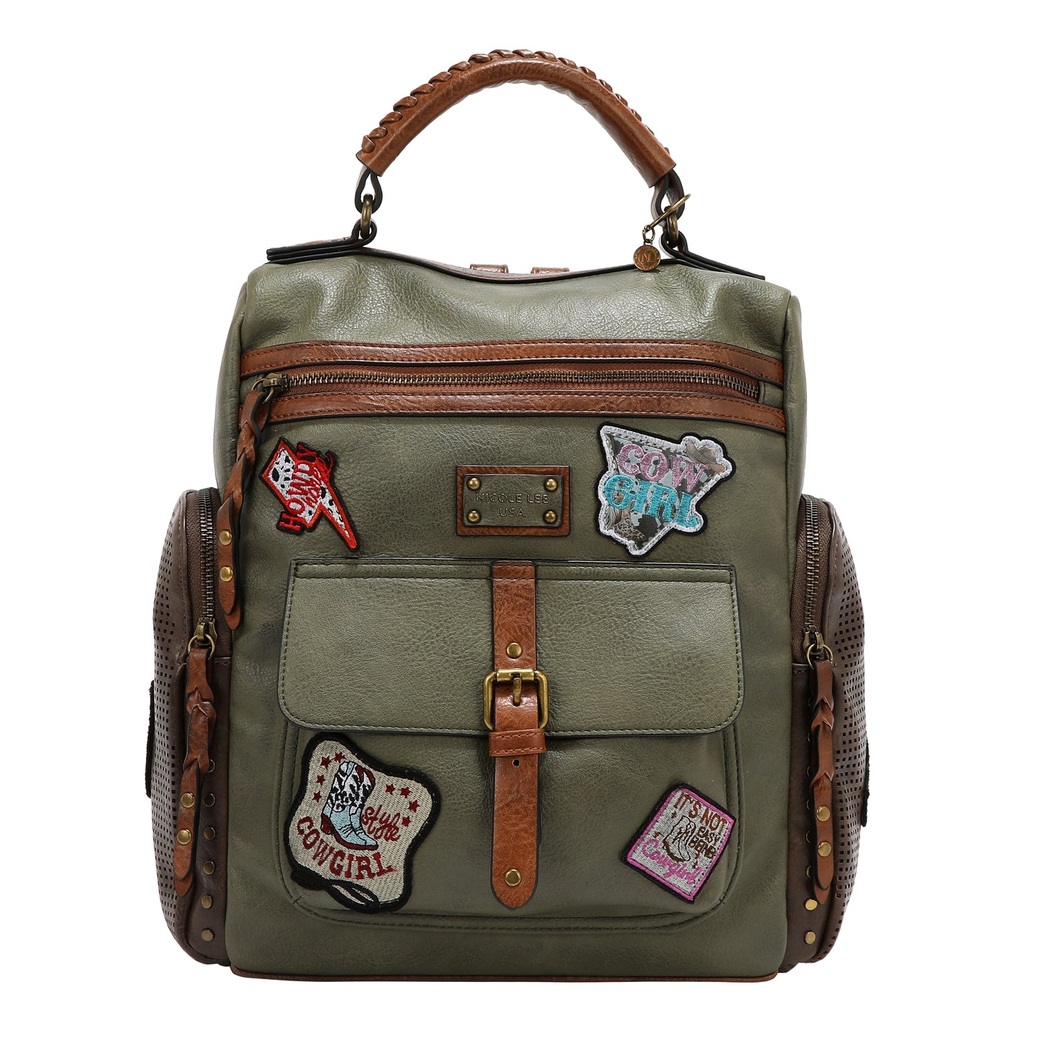 MOCHILA VINTAGE CON PARCHE (OLIVA)