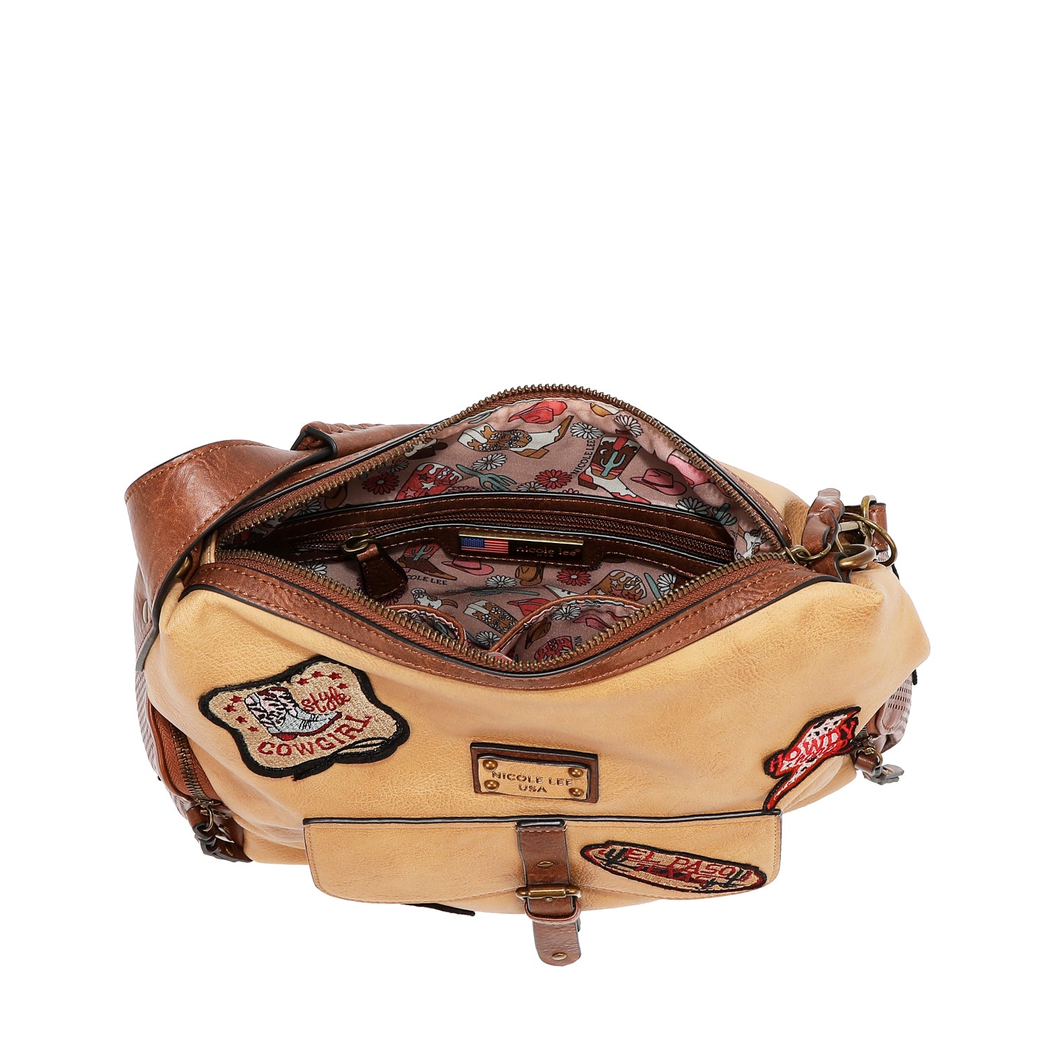 BOLSO HOBO CON PARCHE VINTAGE (TAUPE)