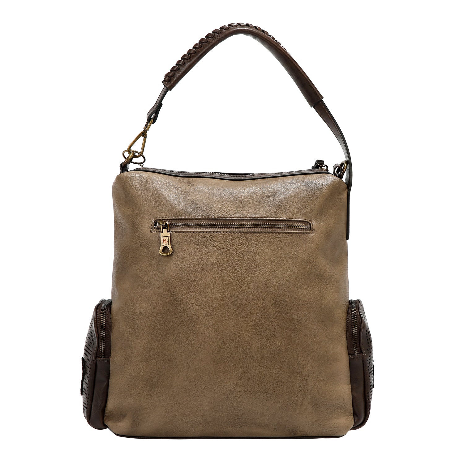 BOLSO HOBO CON PARCHE VINTAGE (TAUPE)