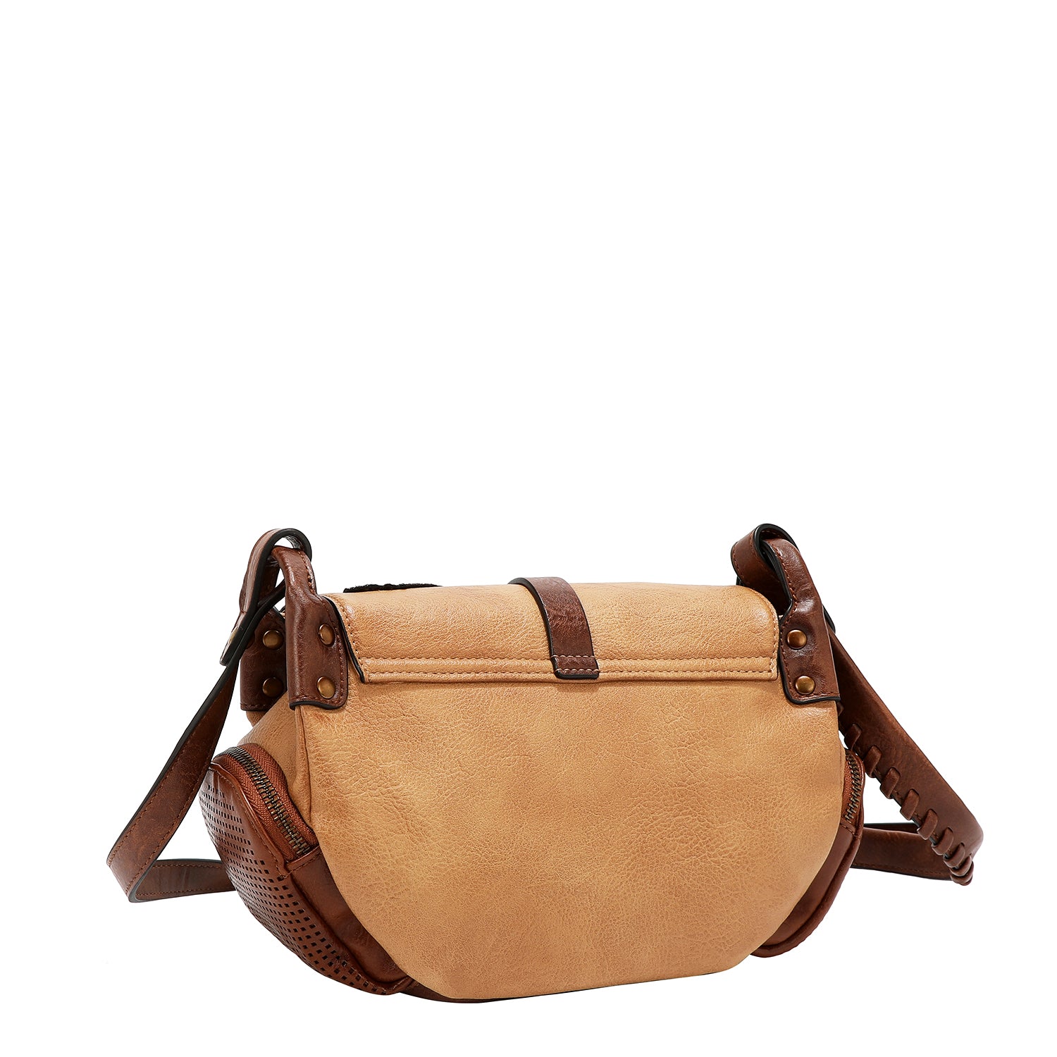 BOLSO DE HOMBRO VINTAGE CON PARCHE (MARRON)