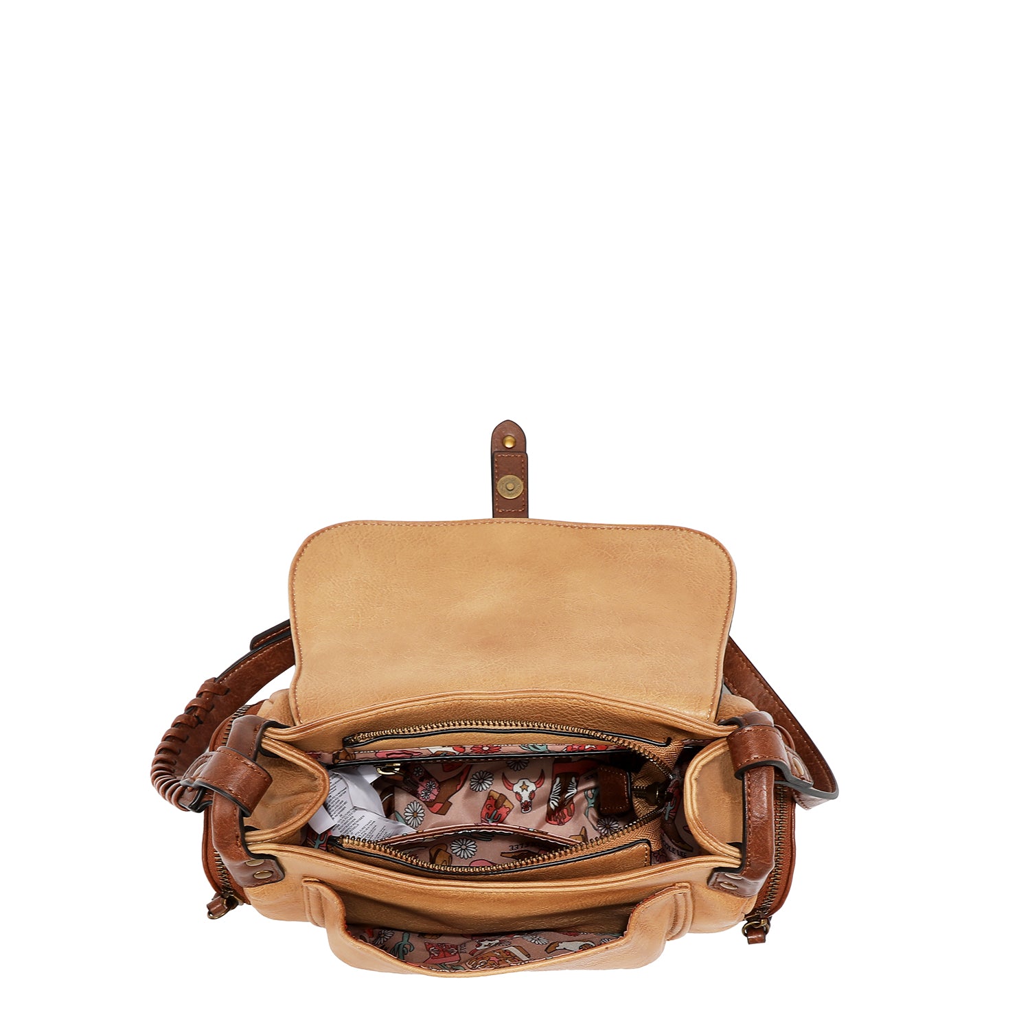 BOLSO DE HOMBRO VINTAGE CON PARCHE (MARRON)