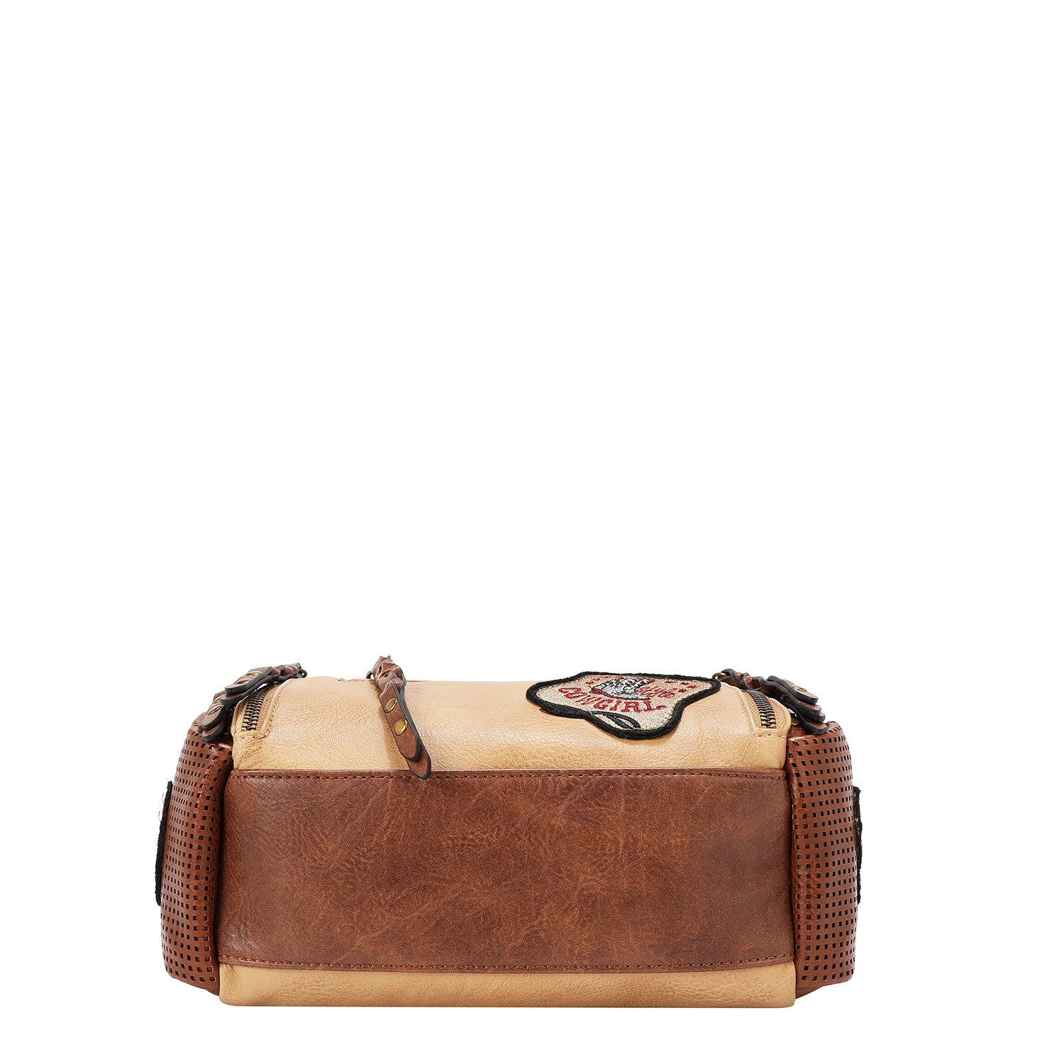 BOLSO MENSAJERO VINTAGE CON PARCHE (MARRON)