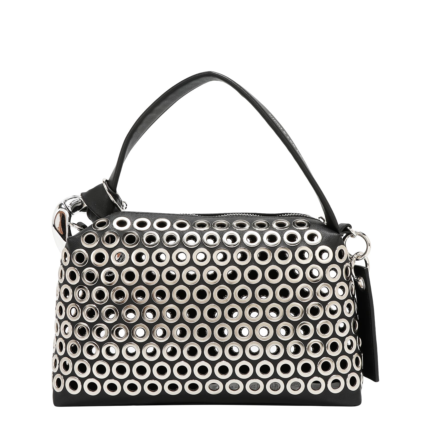 BOLSO DE HOMBRO CON BORDE DE OJALES (NEGRO)