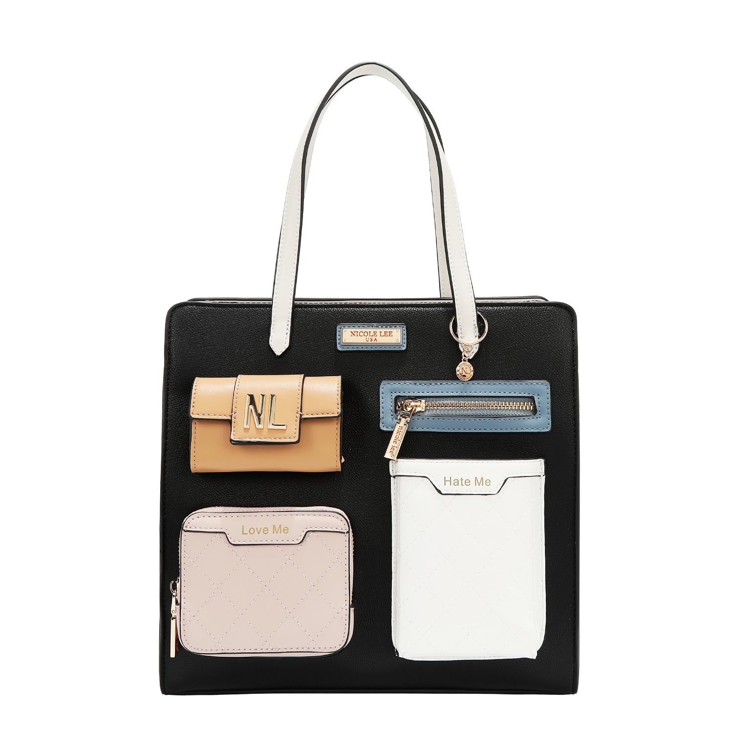 BOLSO DE BOLSILLO CON BLOQUES DE COLOR (NEGRO)