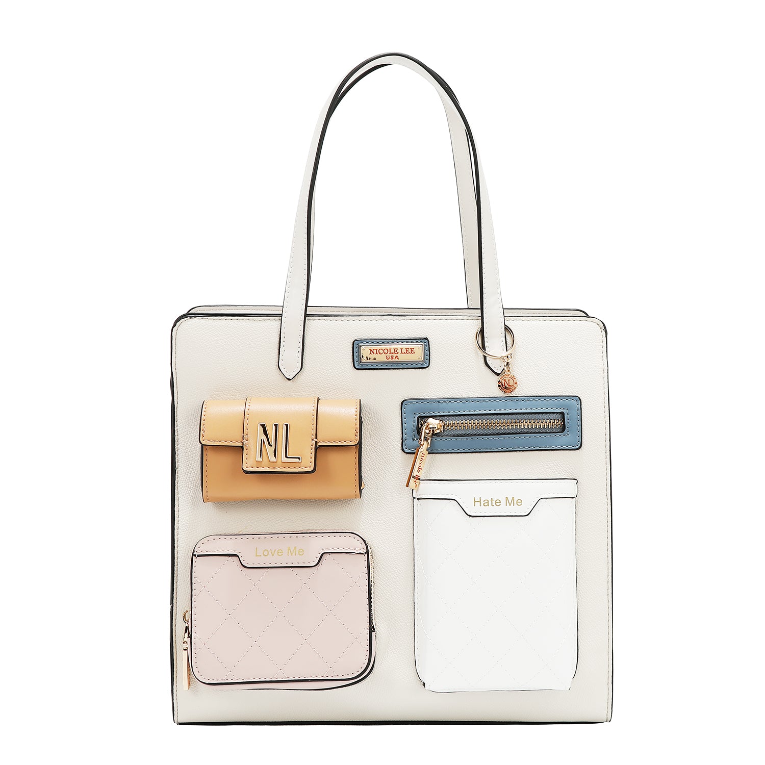 BOLSO DE BOLSILLO CON BLOQUES DE COLOR (BLANCO)