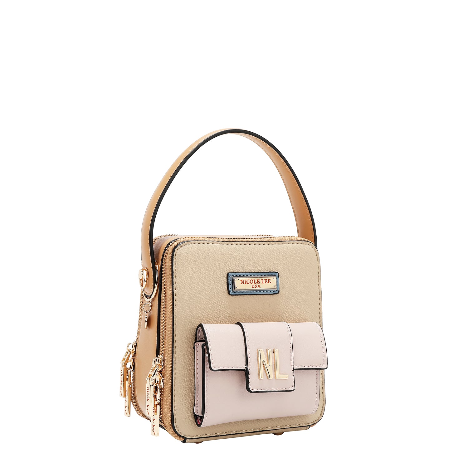 Bandolera with pocket and color blocks (Taupe)