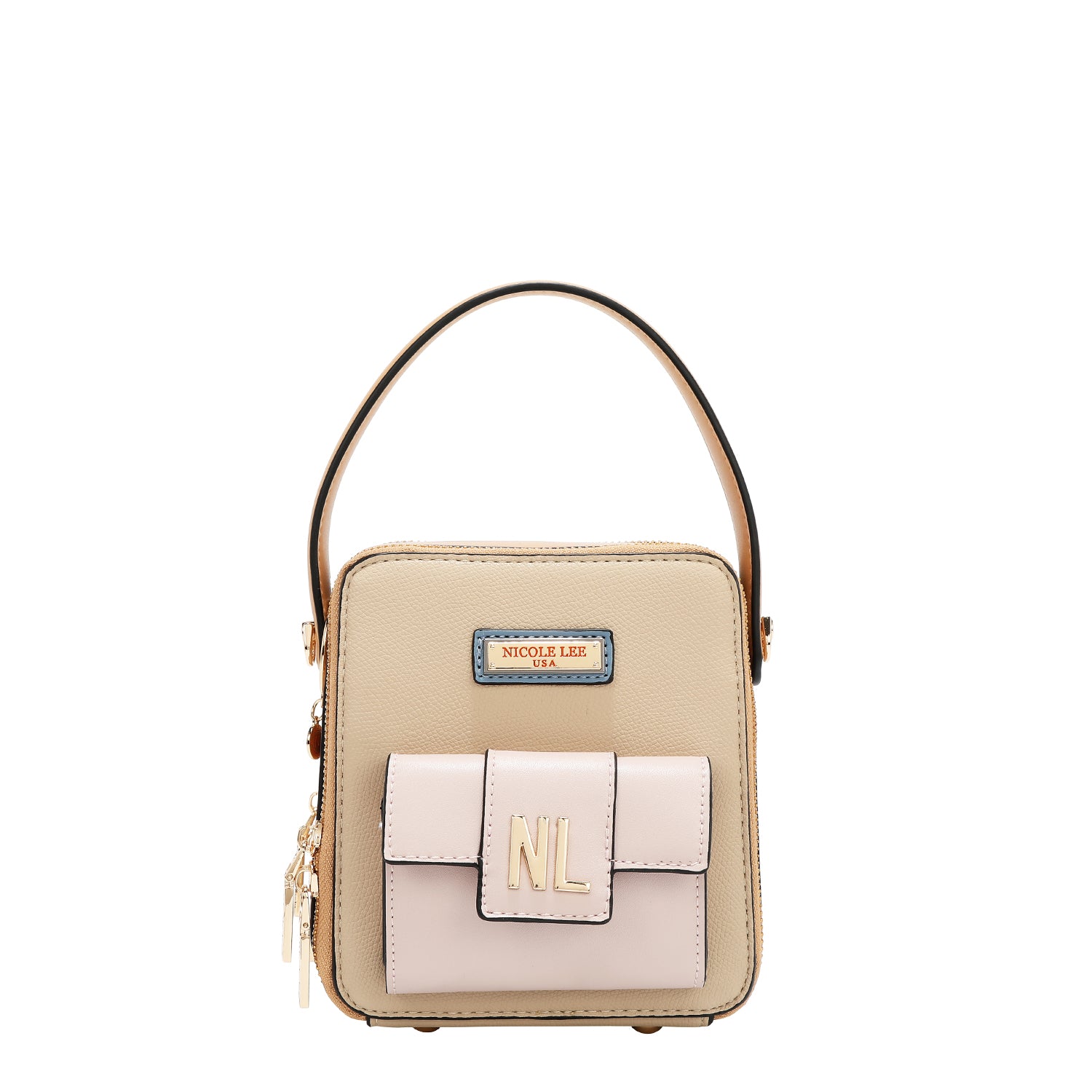 Bandolera with pocket and color blocks (Taupe)