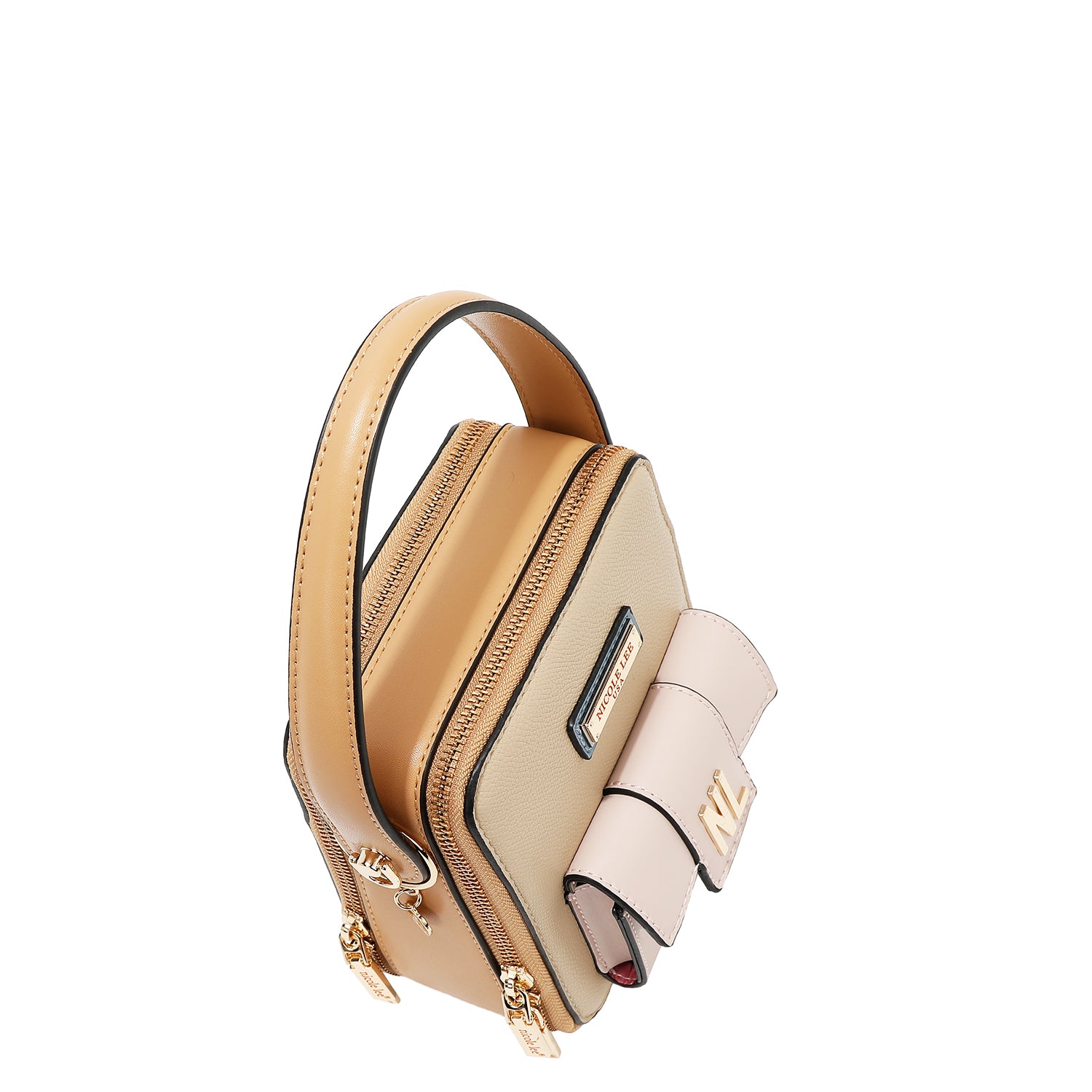 Bandolera with pocket and color blocks (Taupe)