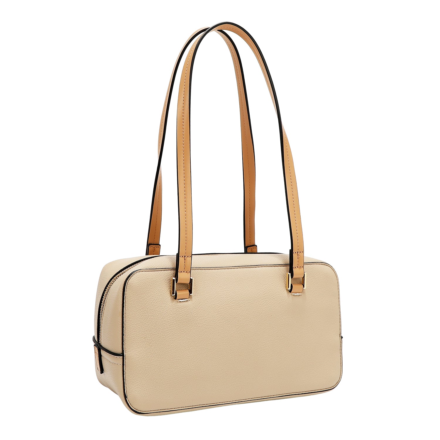 Shoulder bag with pocket and color blocks (Taupe)