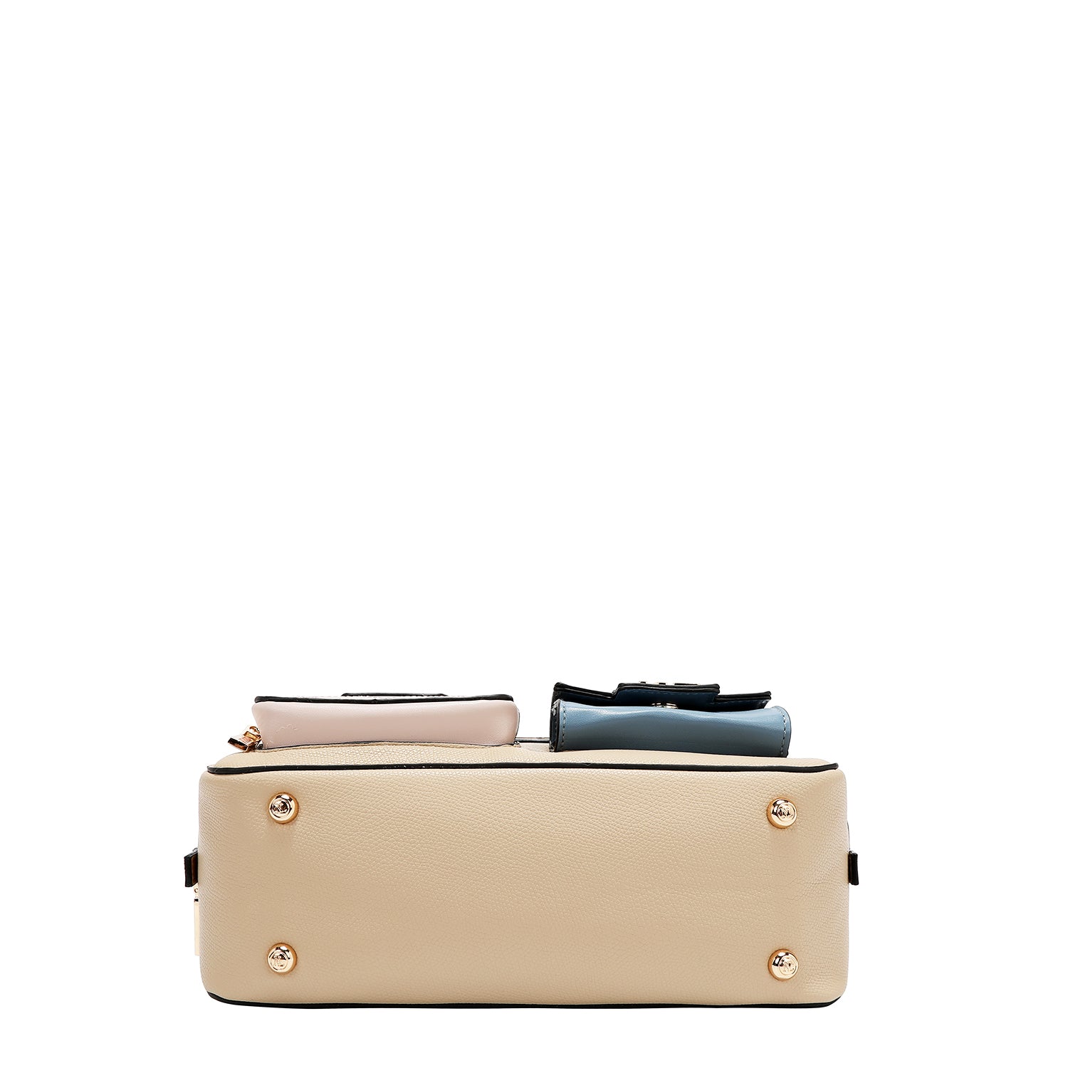 Shoulder bag with pocket and color blocks (Taupe)