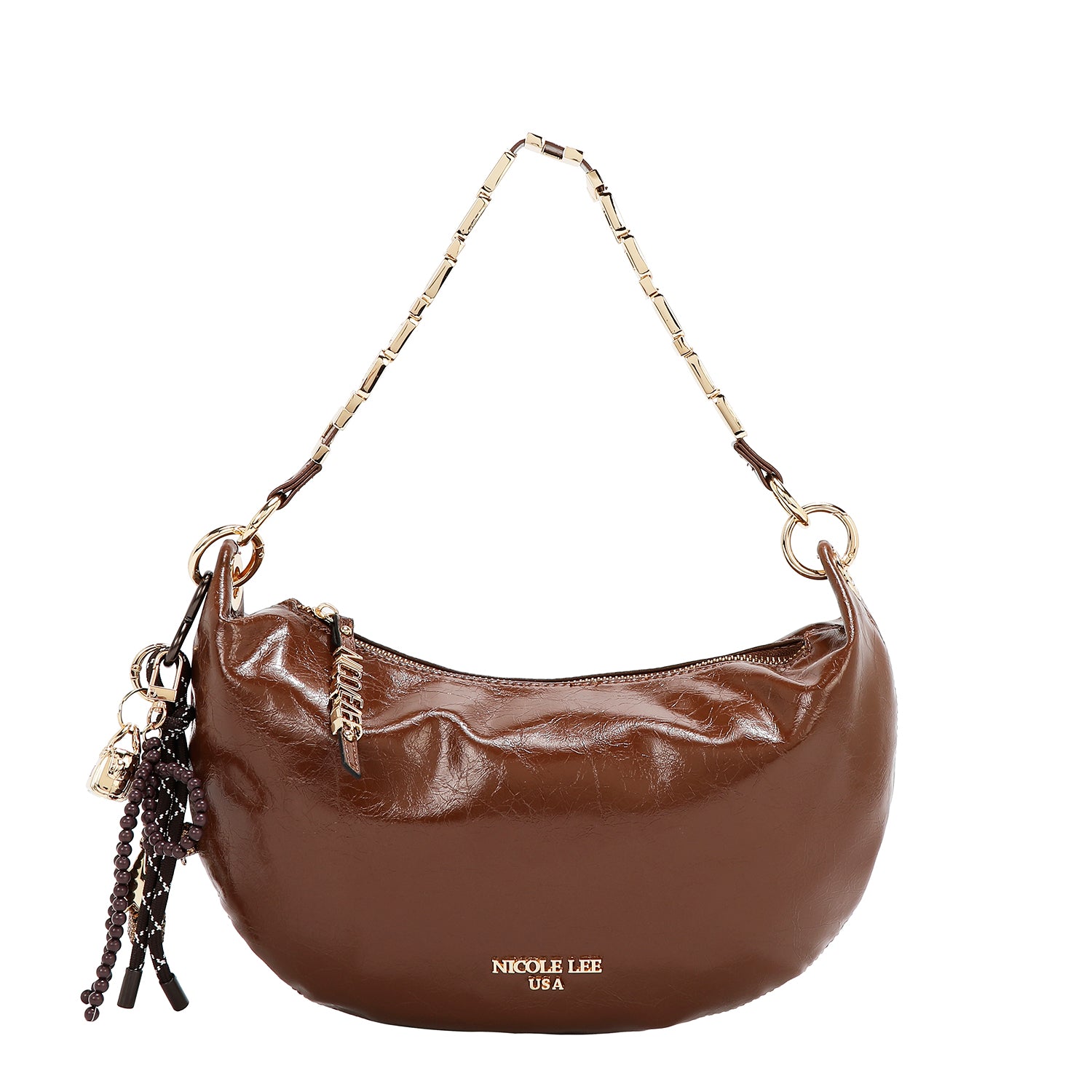 BOLSO DE HOMBRO BRILLANTE LUXE (MARRON)