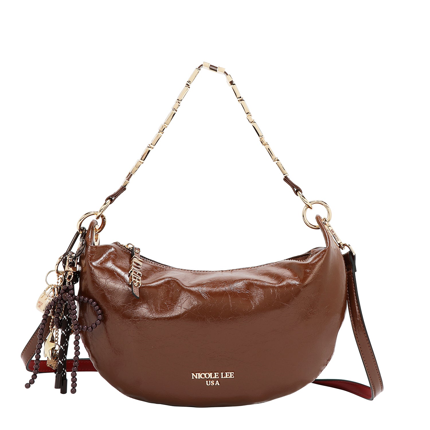 BOLSO DE HOMBRO BRILLANTE LUXE (MARRON)