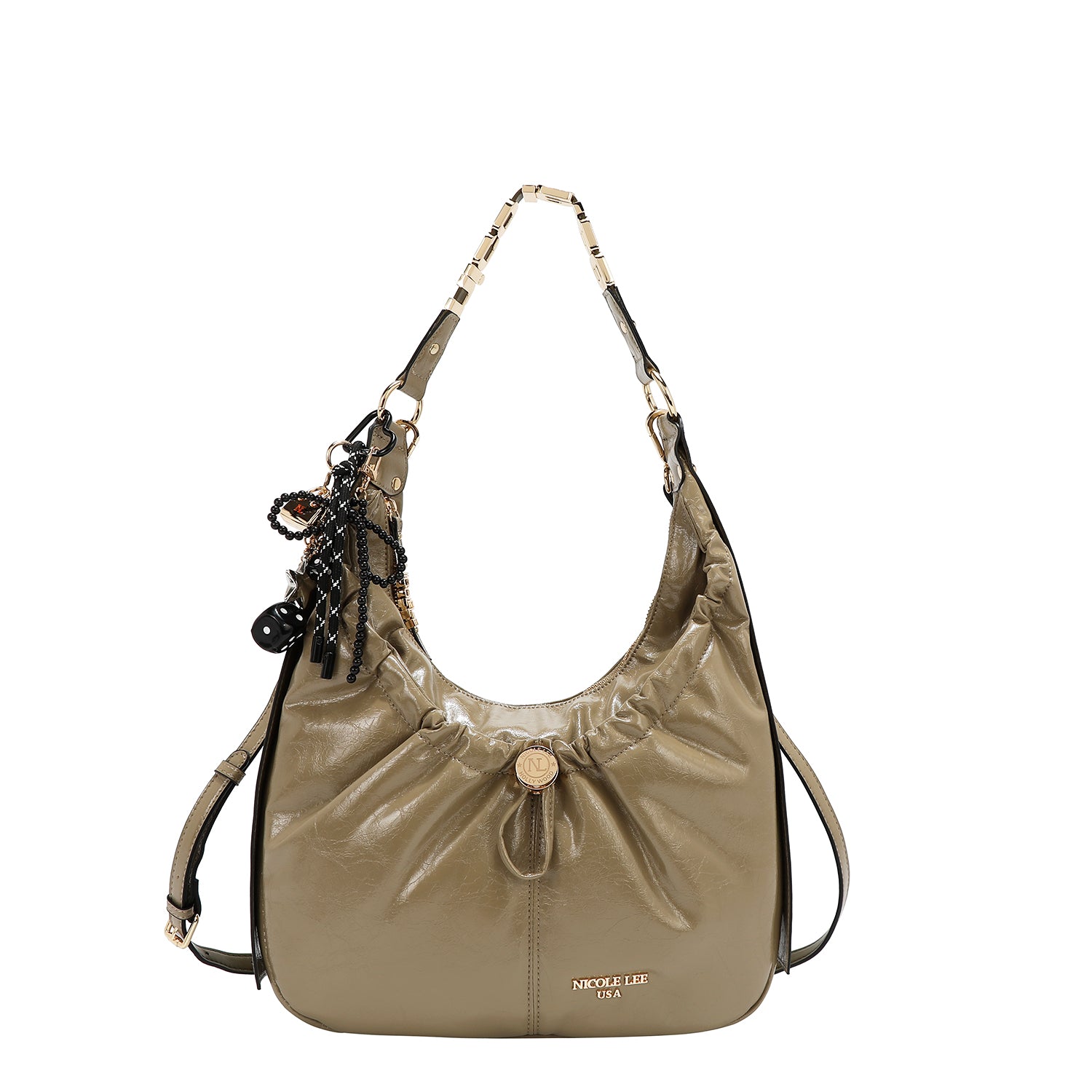 BOLSO HOBO LUXE CON BRILLO (OLIVA)