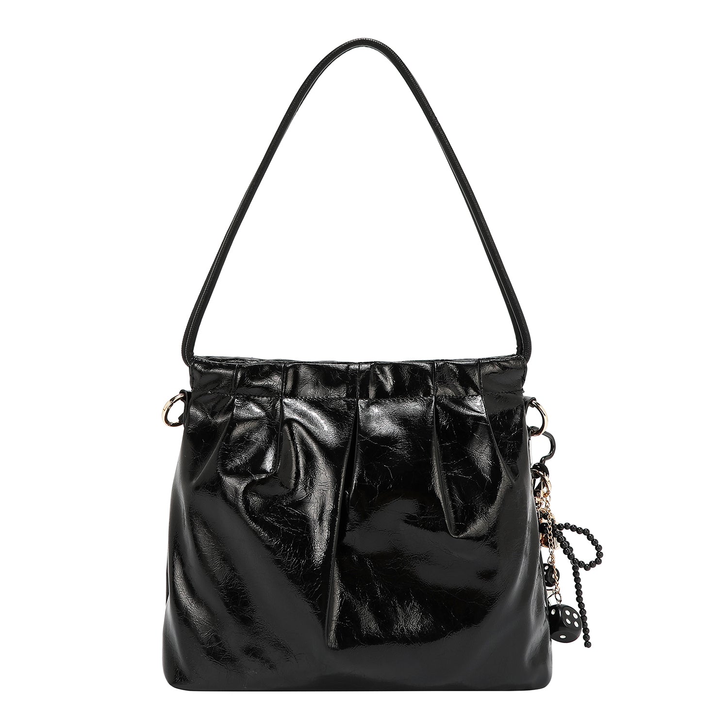 BOLSA DE HOMBRO CUADRADA DE LUJO SHIMMER (NEGRO)