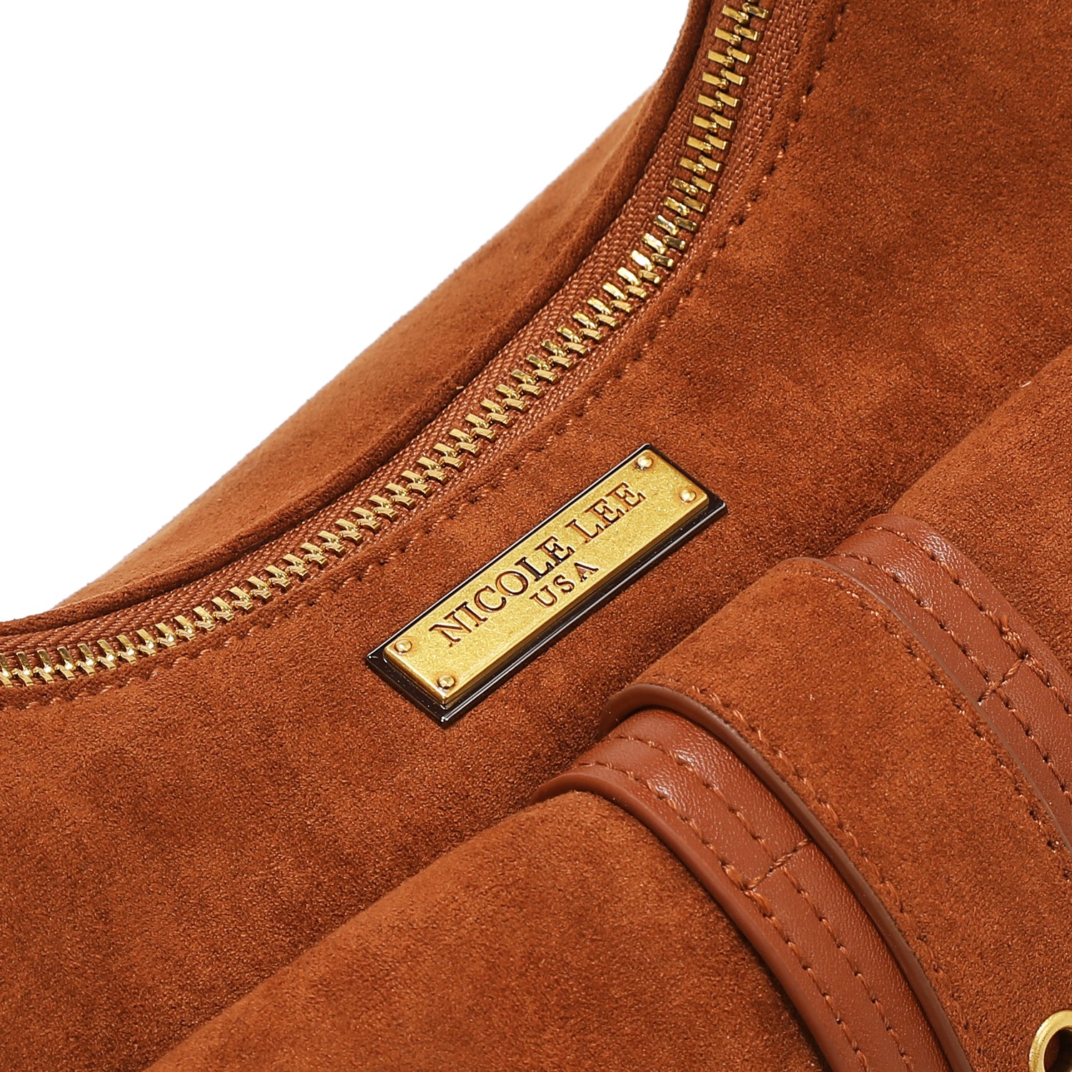 BOLSO DE HOMBRO CON DISEÑO FLORAL (MARRON)