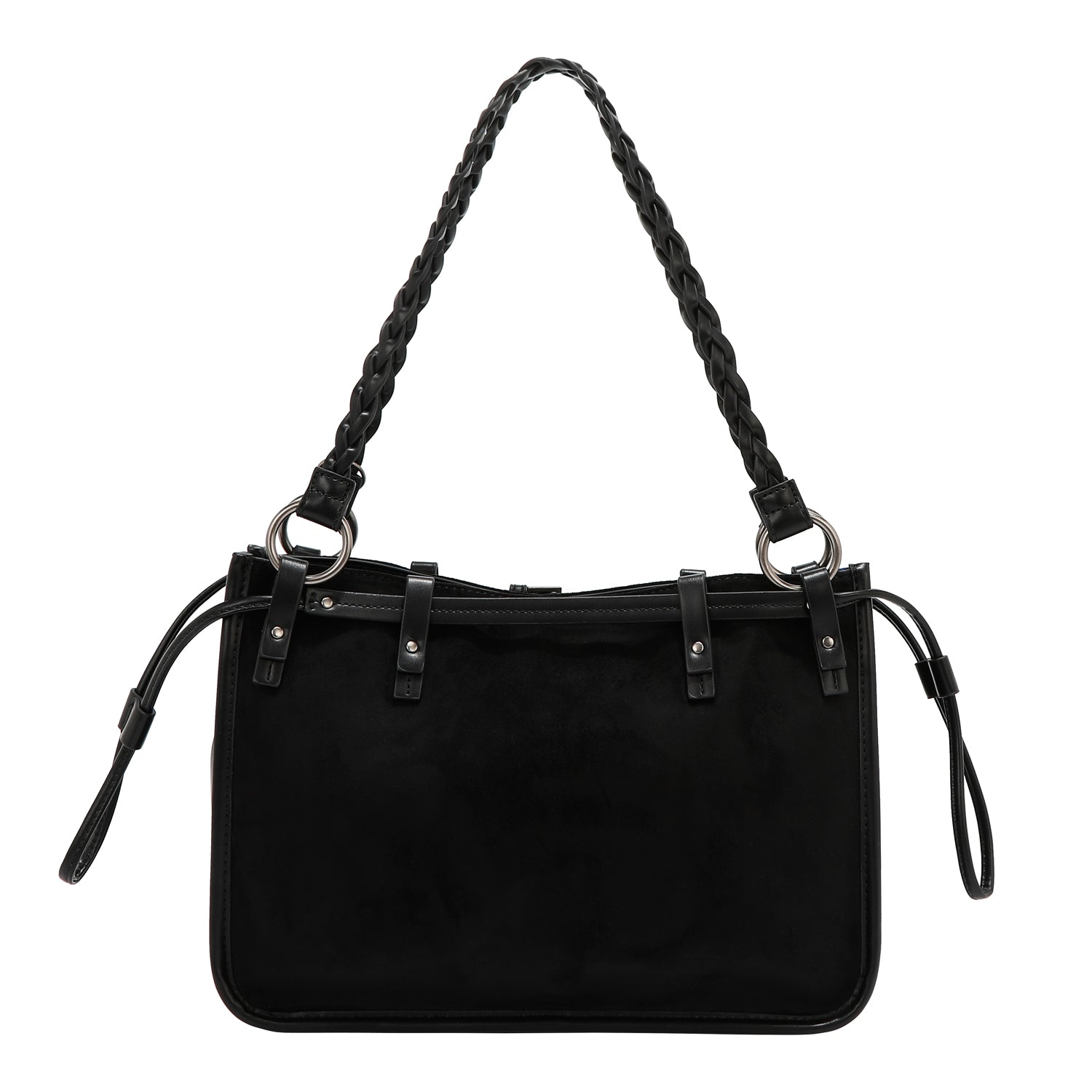 BOLSO DE MANO CON DISEÑO FLORAL (NEGRO)