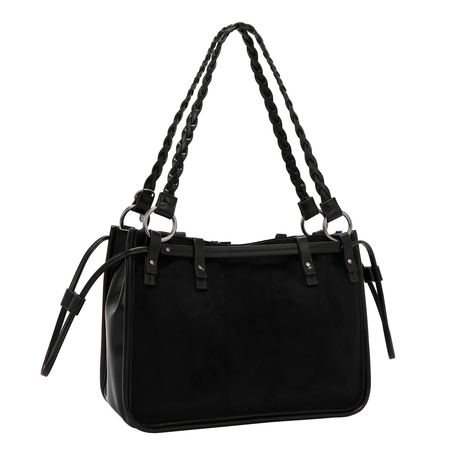 BOLSO DE MANO CON DISEÑO FLORAL (NEGRO)