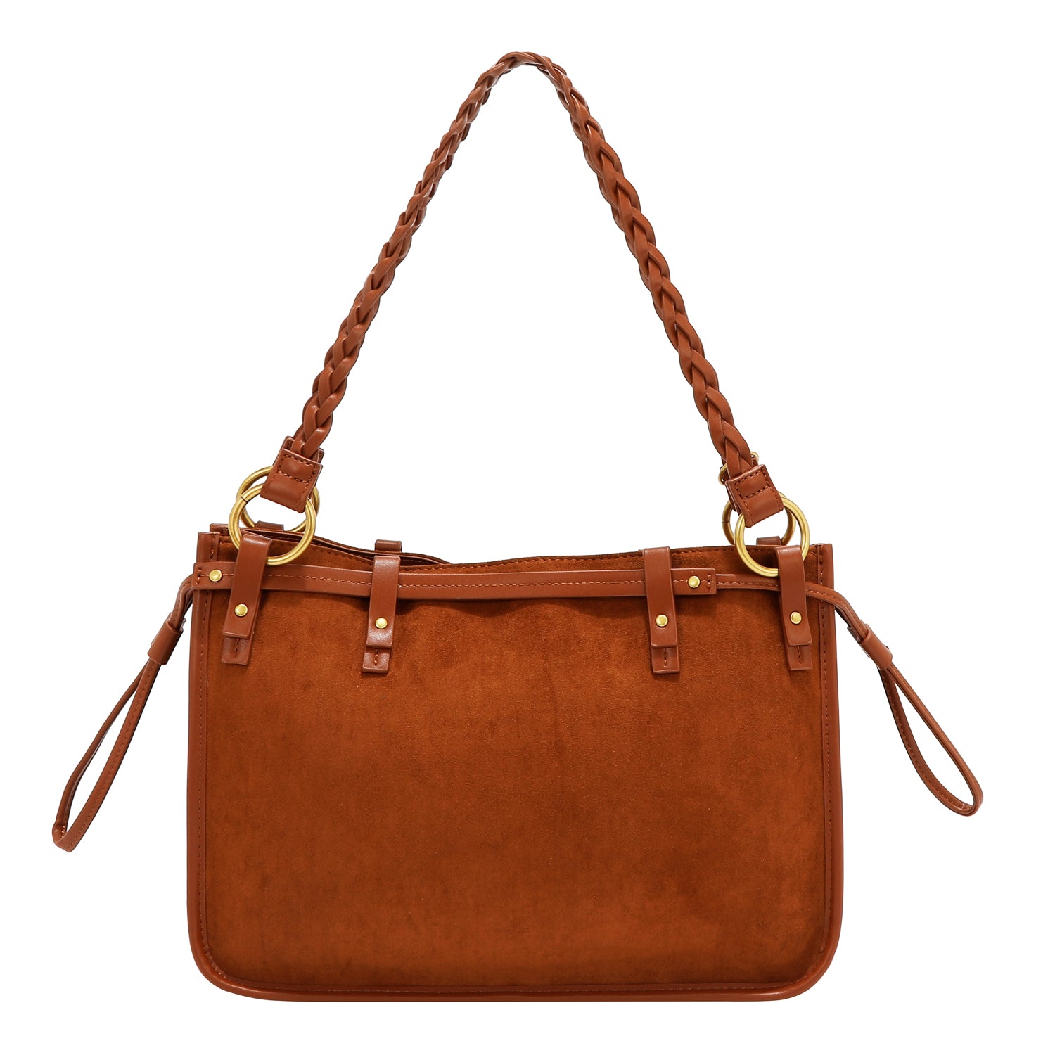 BOLSO DE MANO CON DISEÑO FLORAL (MARRON)
