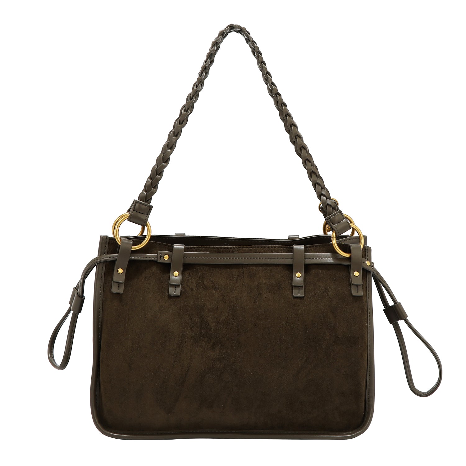 BOLSO DE MANO CON DISEÑO FLORAL (OLIVA)