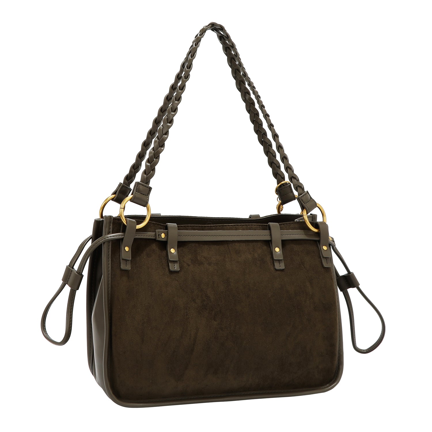 BOLSO DE MANO CON DISEÑO FLORAL (OLIVA)