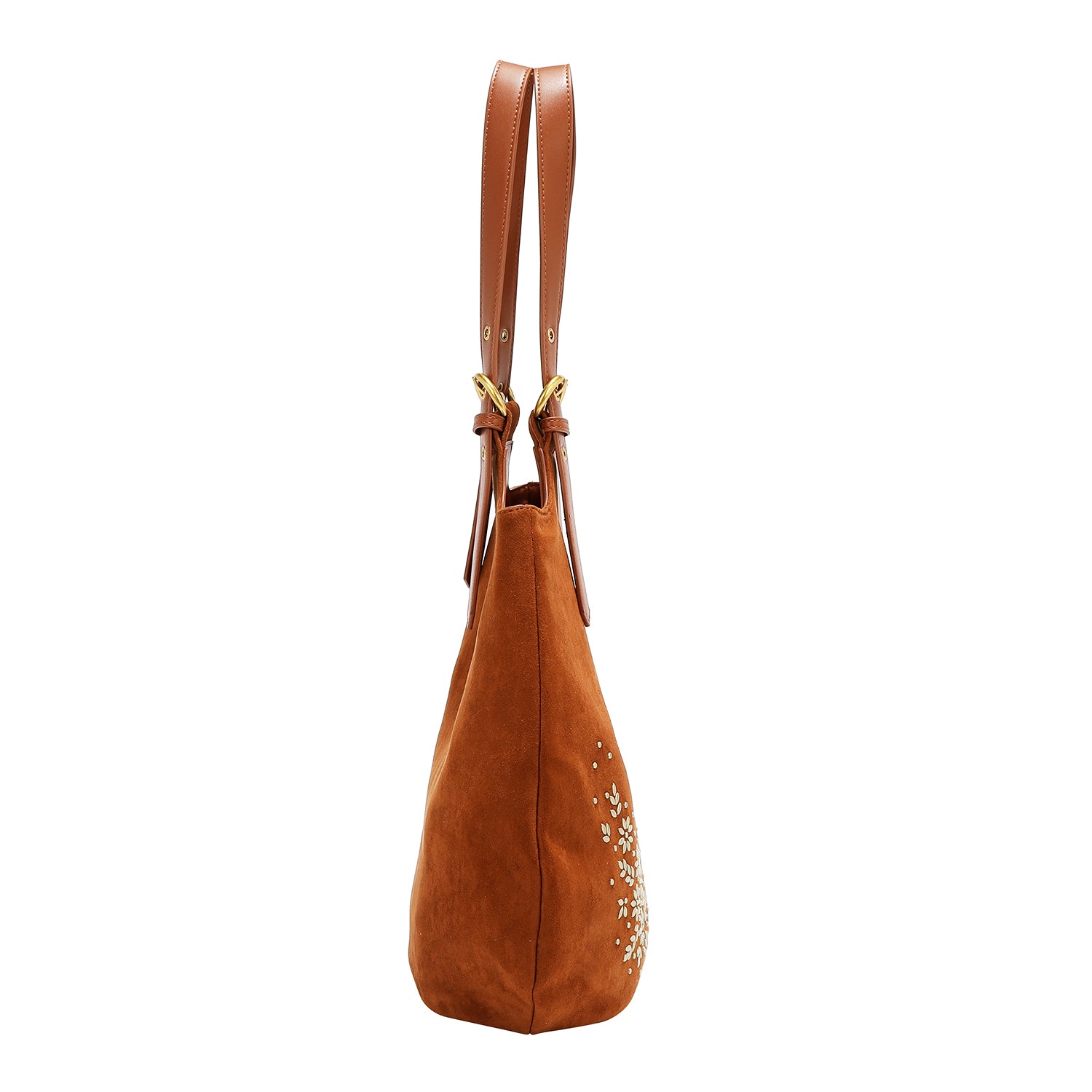 BOLSO HOBO CON DISEÑO FLORAL (MARRON)