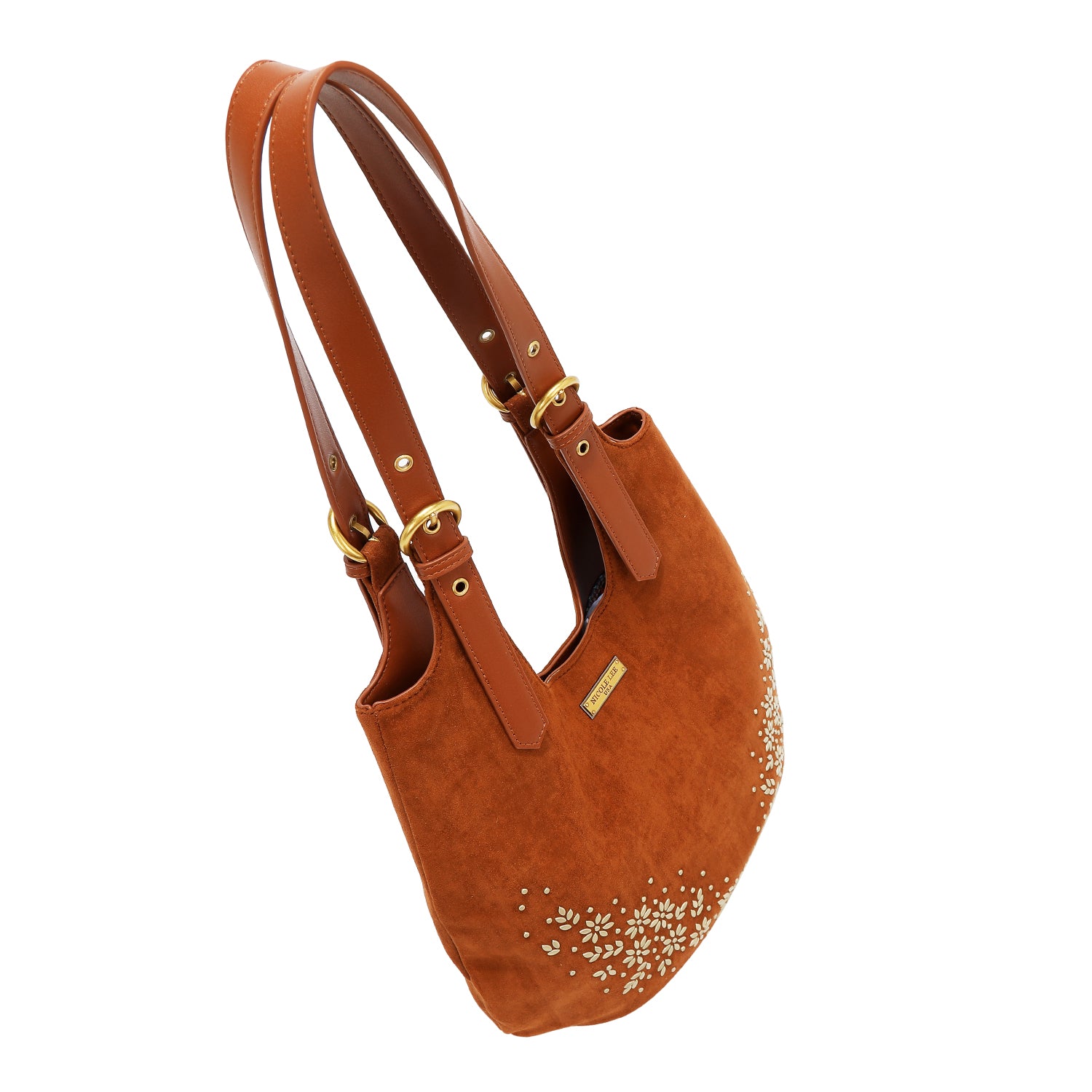 BOLSO HOBO CON DISEÑO FLORAL (MARRON)