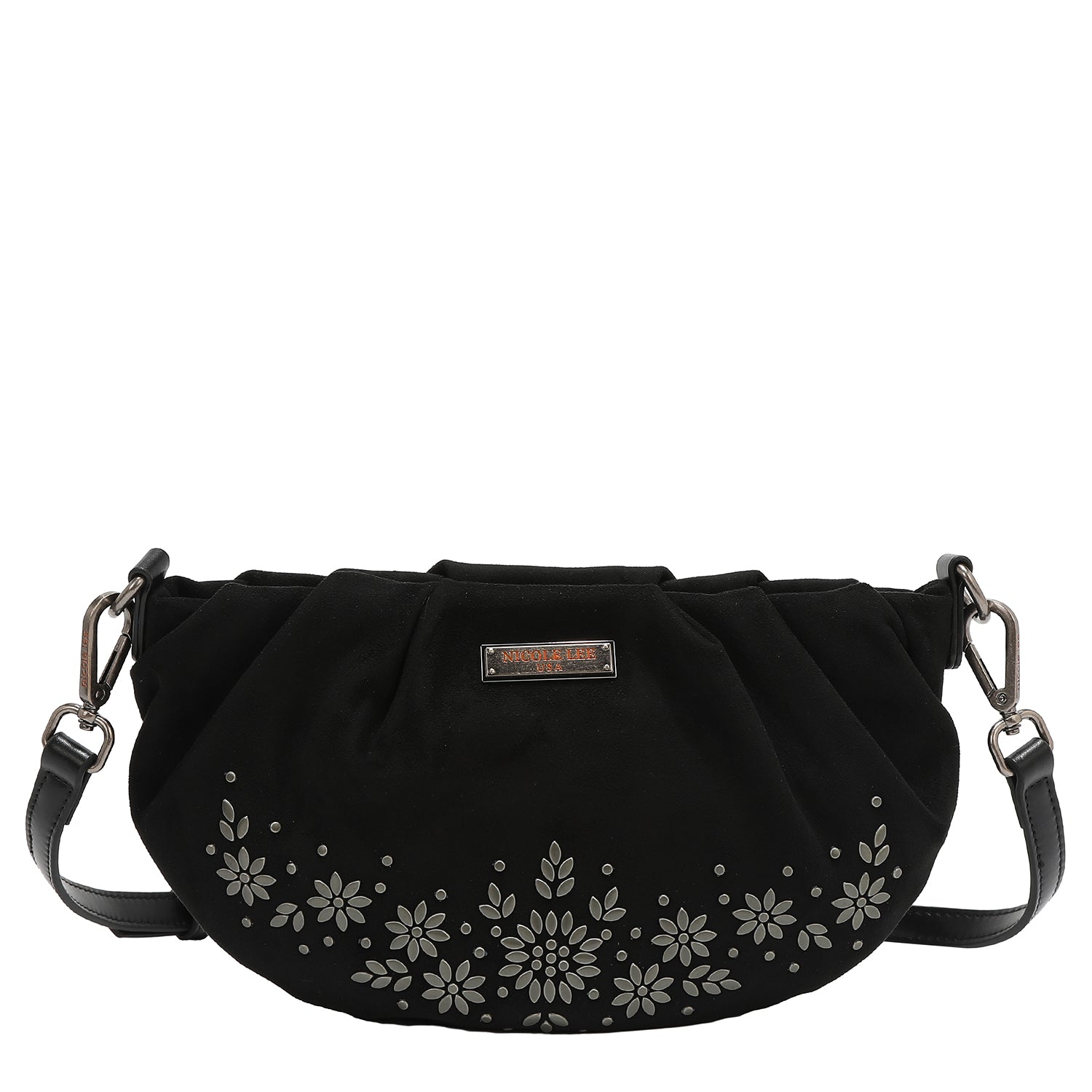 BANDOLERA CON DISEÑO FLORAL (NEGRO)