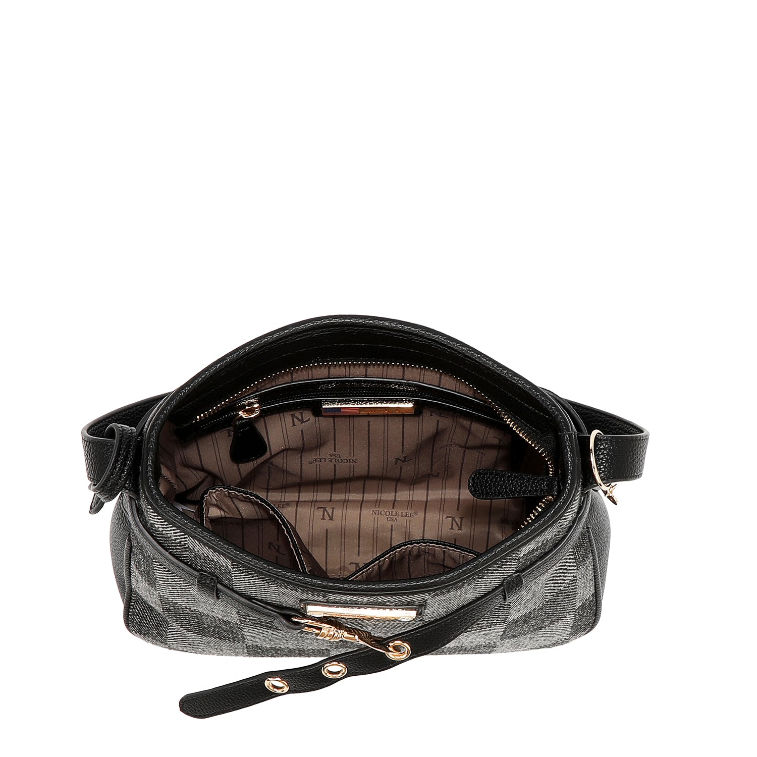 BOLSO HOBO CHIC CON CUADROS (NEGRO)