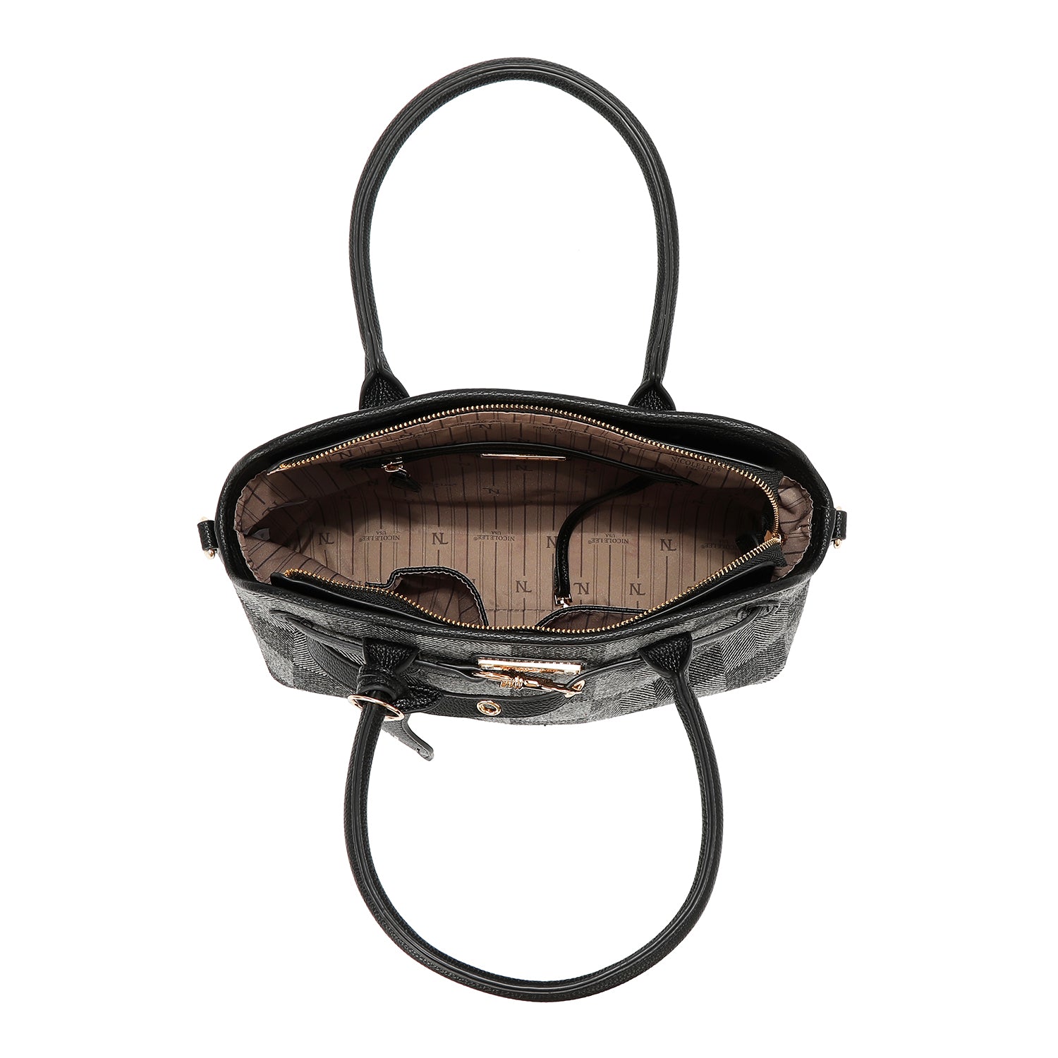 BOLSO TOTE CHIC CON CUADROS (MARRON)