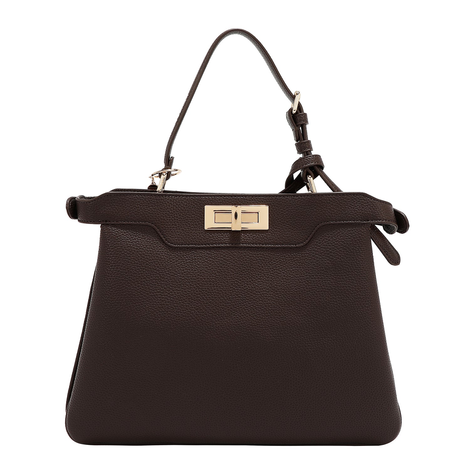 BOLSO DE MANO CHIC CON CUADROS (MARRON CLARO)