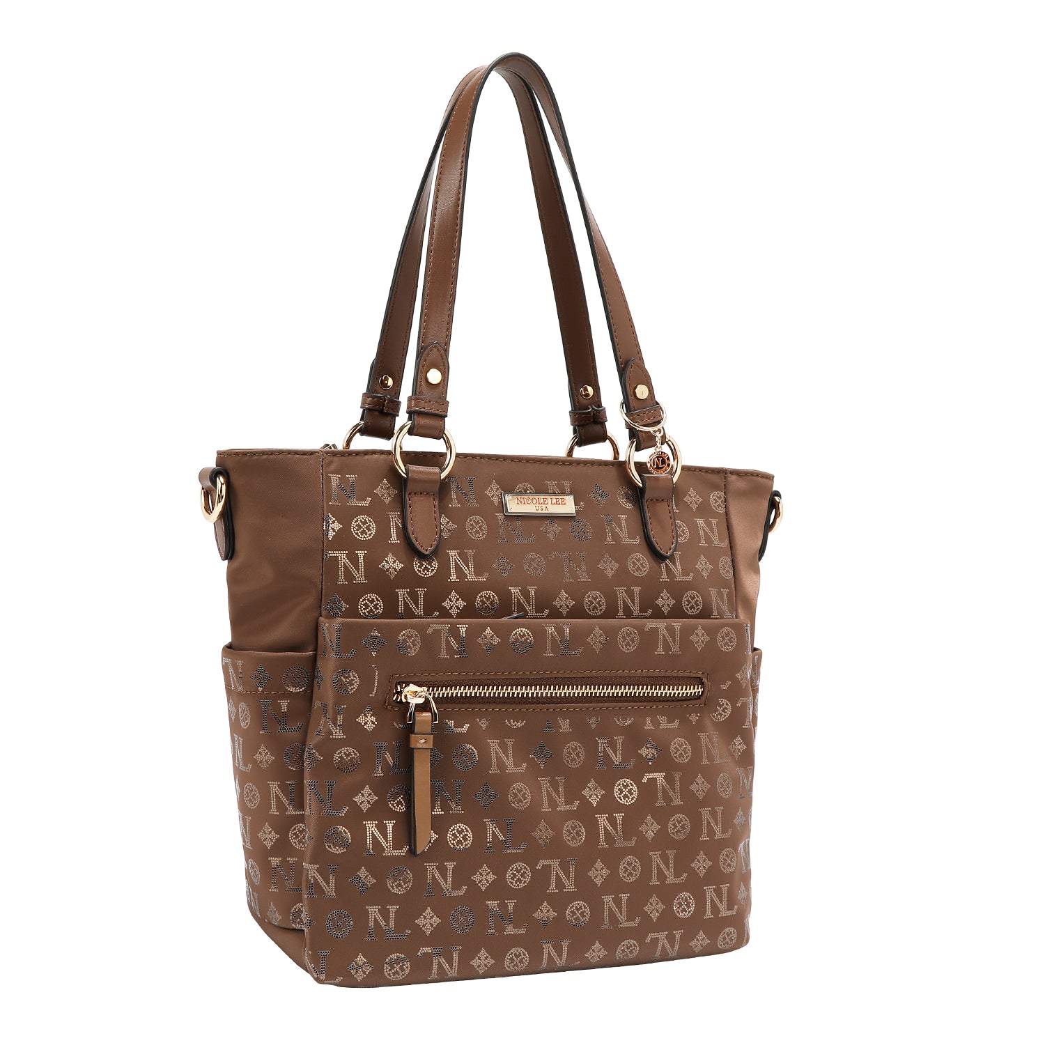 BOLSO DE MANO CON MONOGRAMA (MARRON)