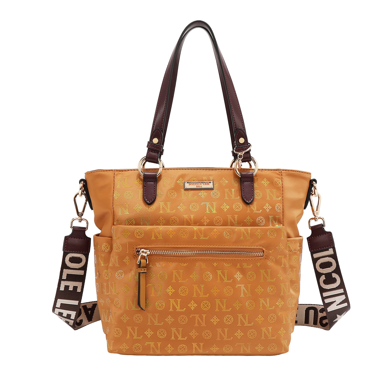 BOLSO DE MANO CON MONOGRAMA (CAMEL)