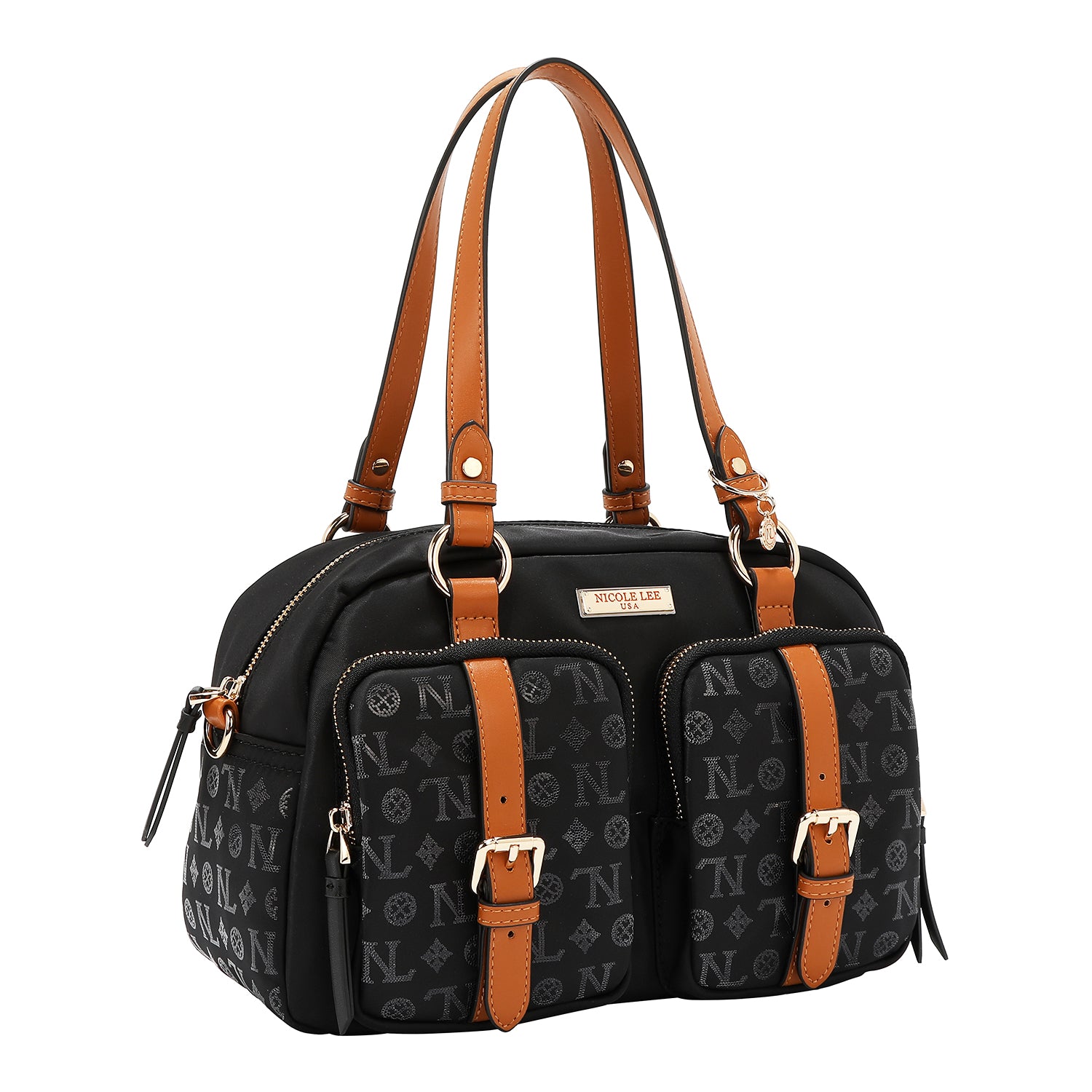 BOLSO BOSTON CON LOGOTIPO MONOGRAMA (NEGRO)