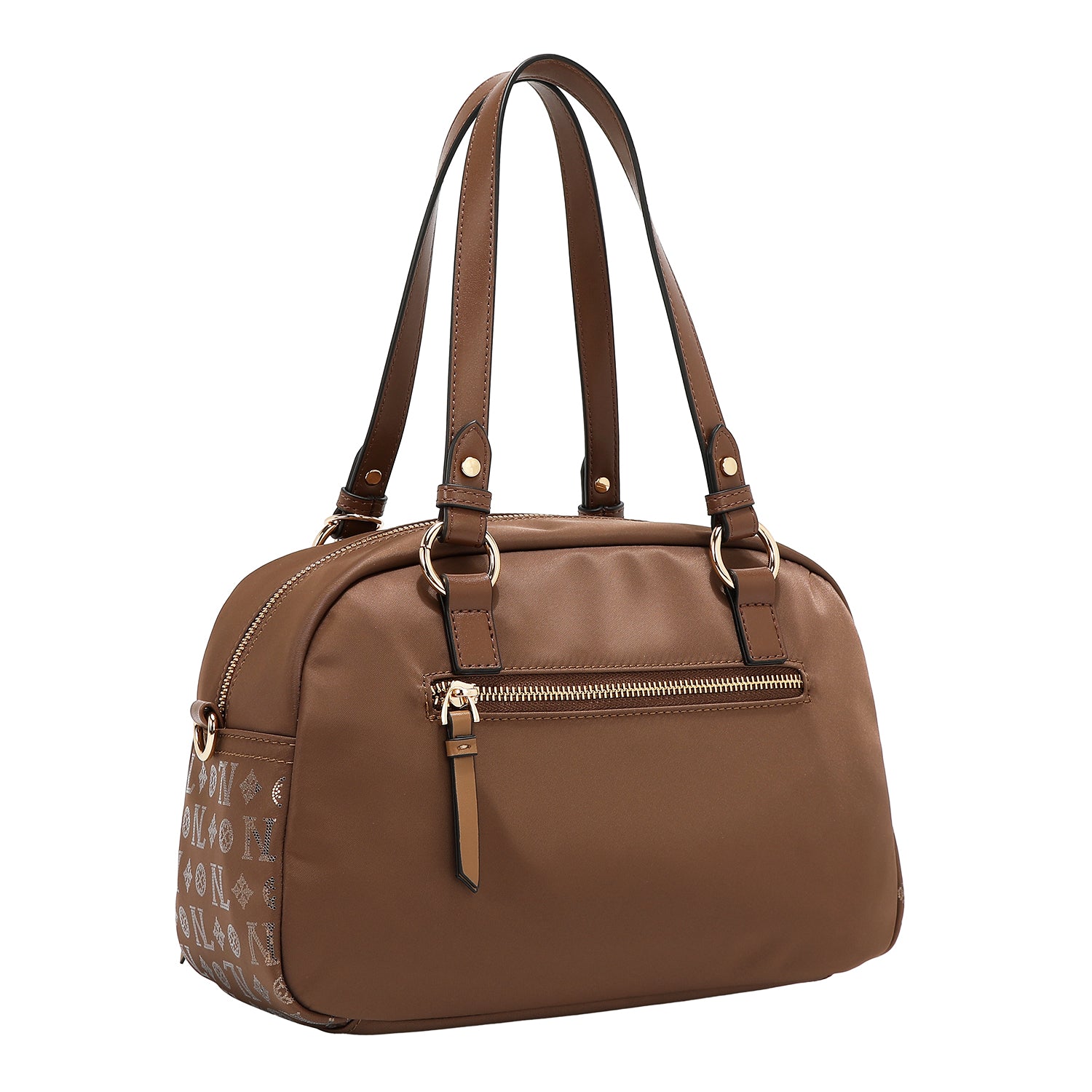 BOSTON BAG WITH MONOGRAM LOGO (BROWN)