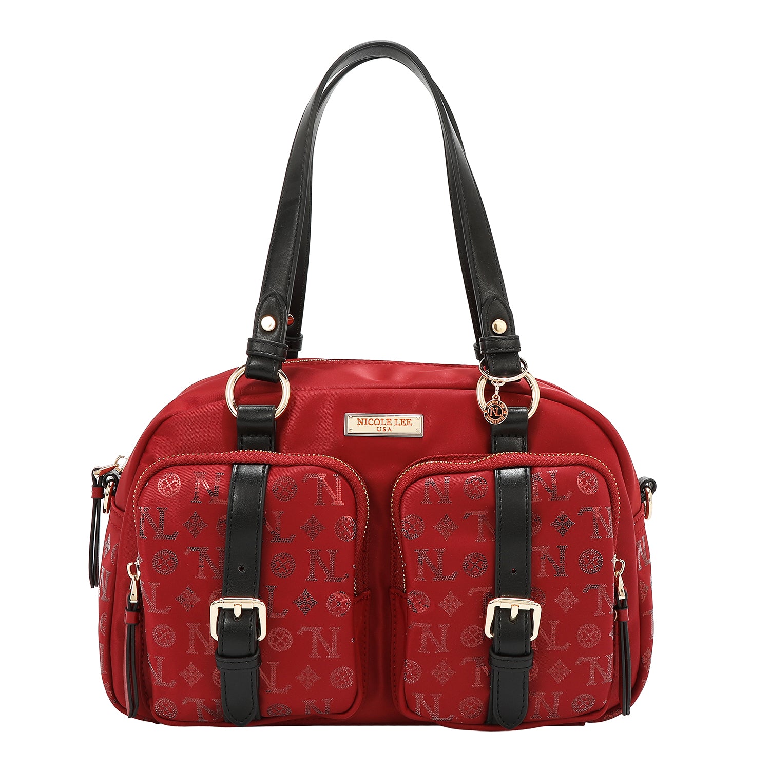 BOLSO BOSTON CON LOGOTIPO MONOGRAMA (ROJO)