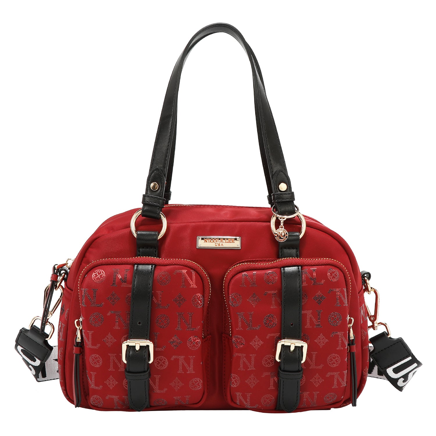 BOLSO BOSTON CON LOGOTIPO MONOGRAMA (ROJO)