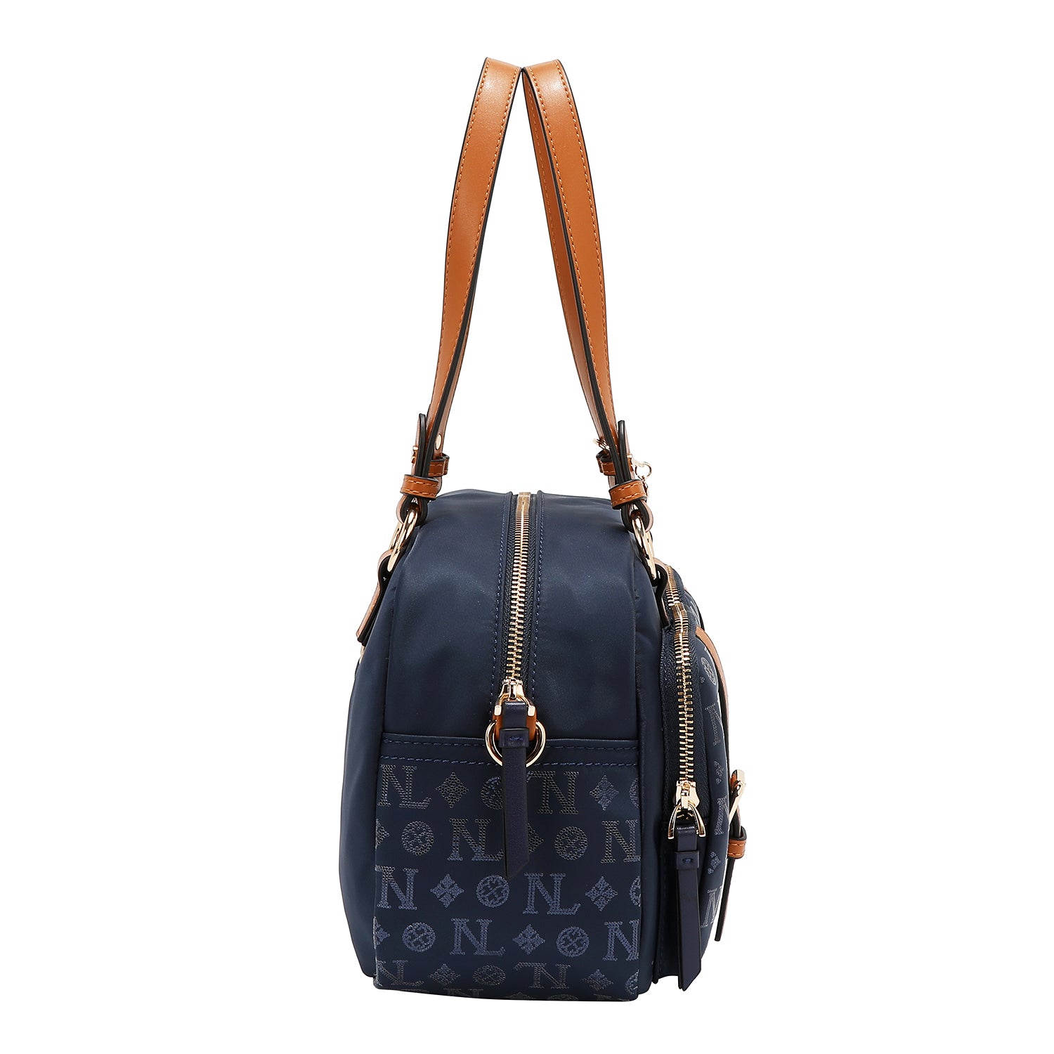 BOLSO BOSTON CON LOGOTIPO MONOGRAMA (AZUL)