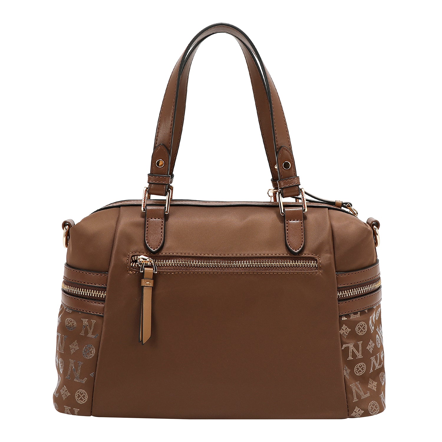BOLSO SATCHEL CON LOGOTIPO MONOGRAMA (MARRON)