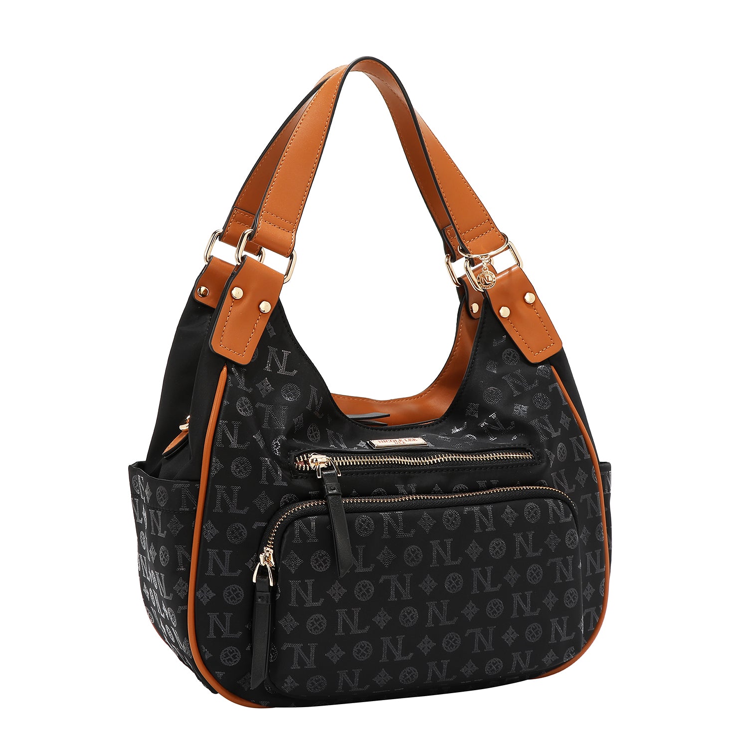 BOLSO DE HOMBRO CON LOGO MONOGRAMA (NEGRO)