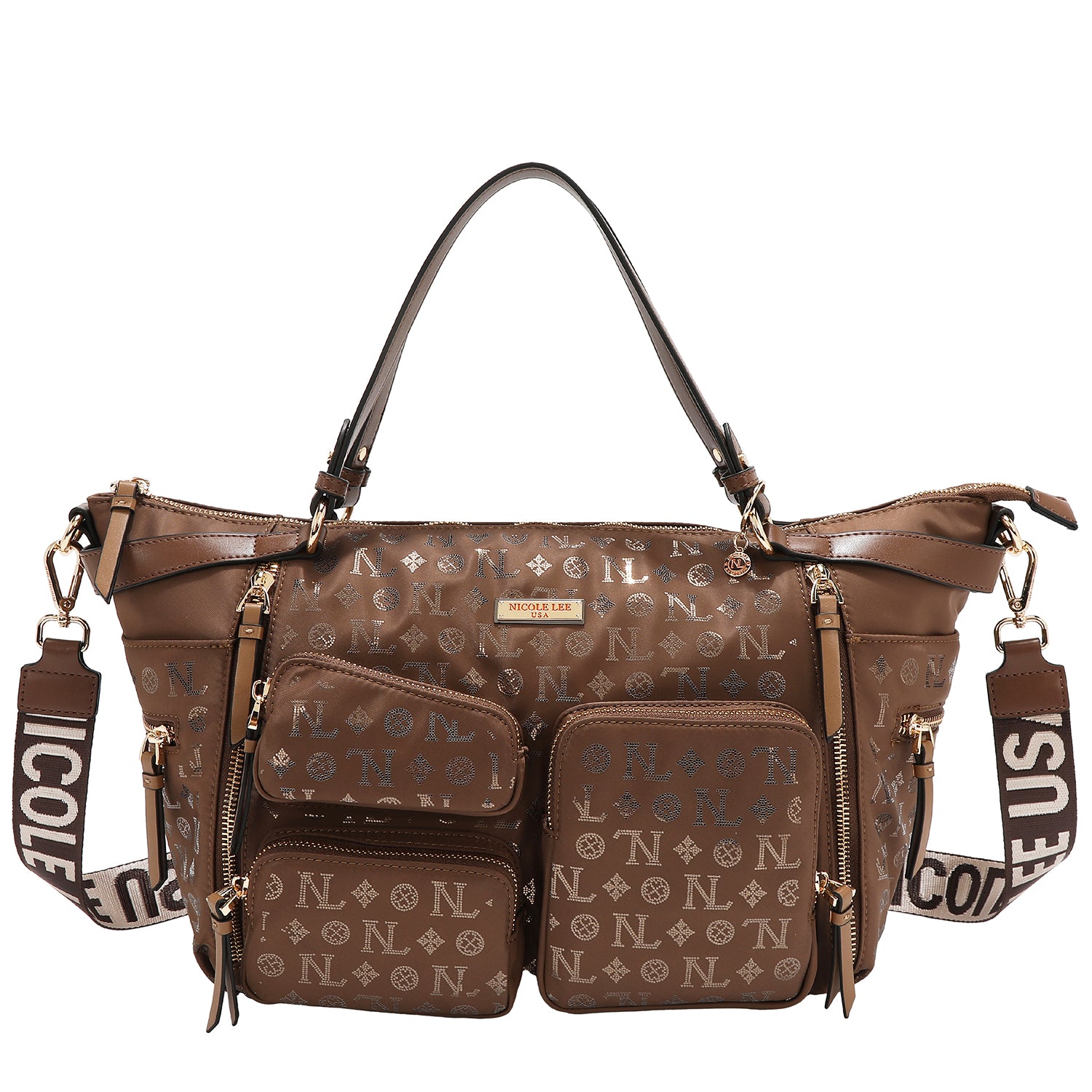 BORSA SHOPPING CON LOGO MONOGRAMMA (MARRONE)