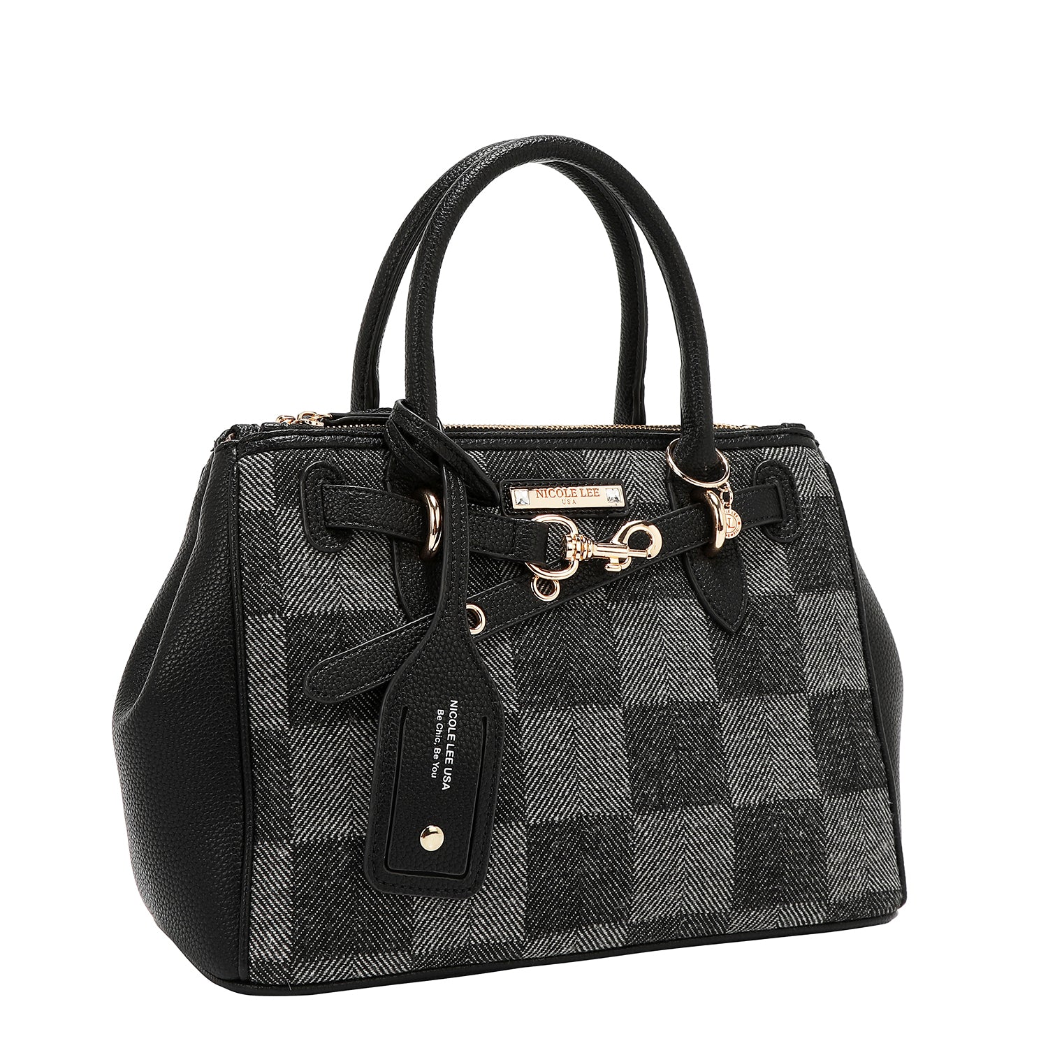 BOLSO DE CUADROS CHIC (NEGRO)