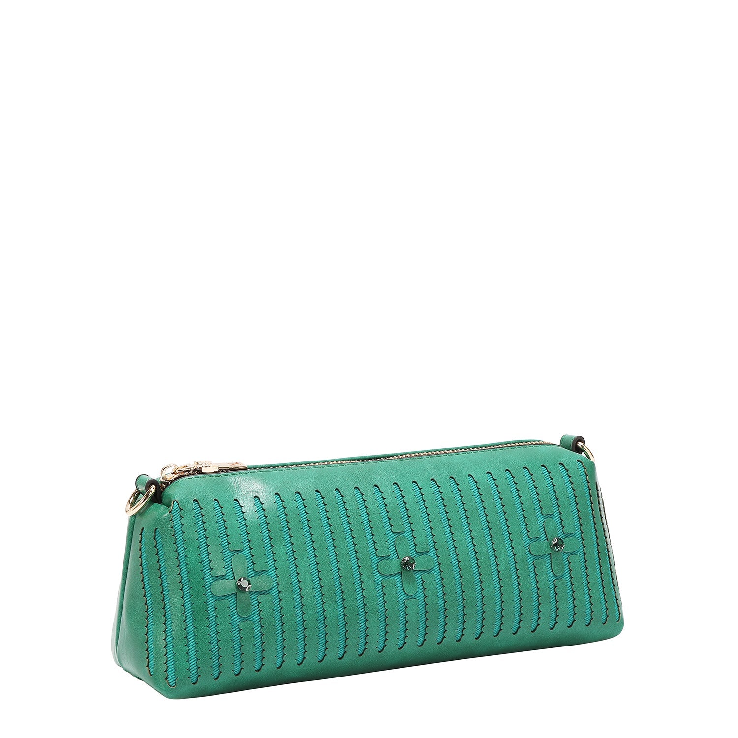 BOLSO DE MANO CON COSTURA (VERDE)