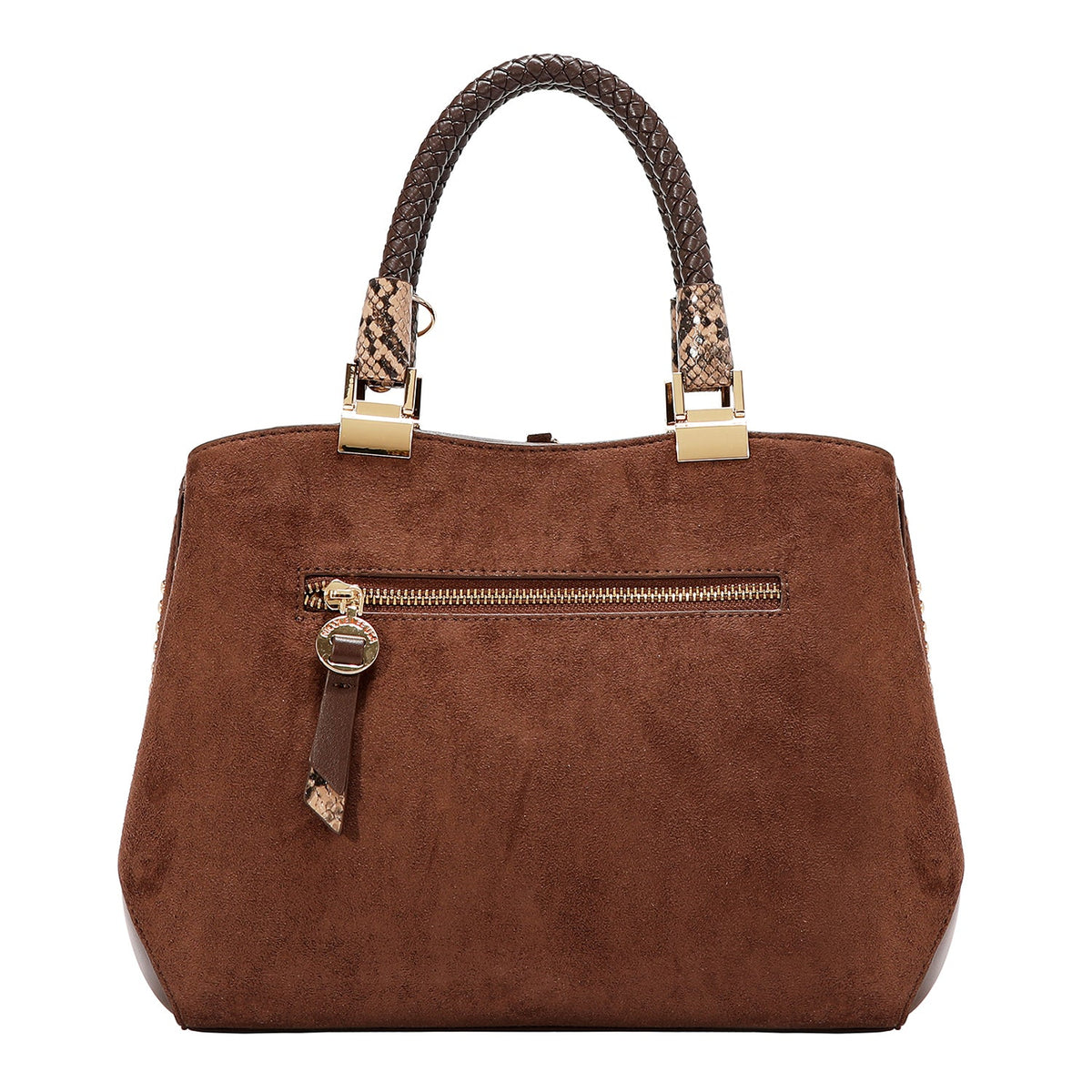 BOLSO SATCHEL CON TACHUELAS (MARRON)