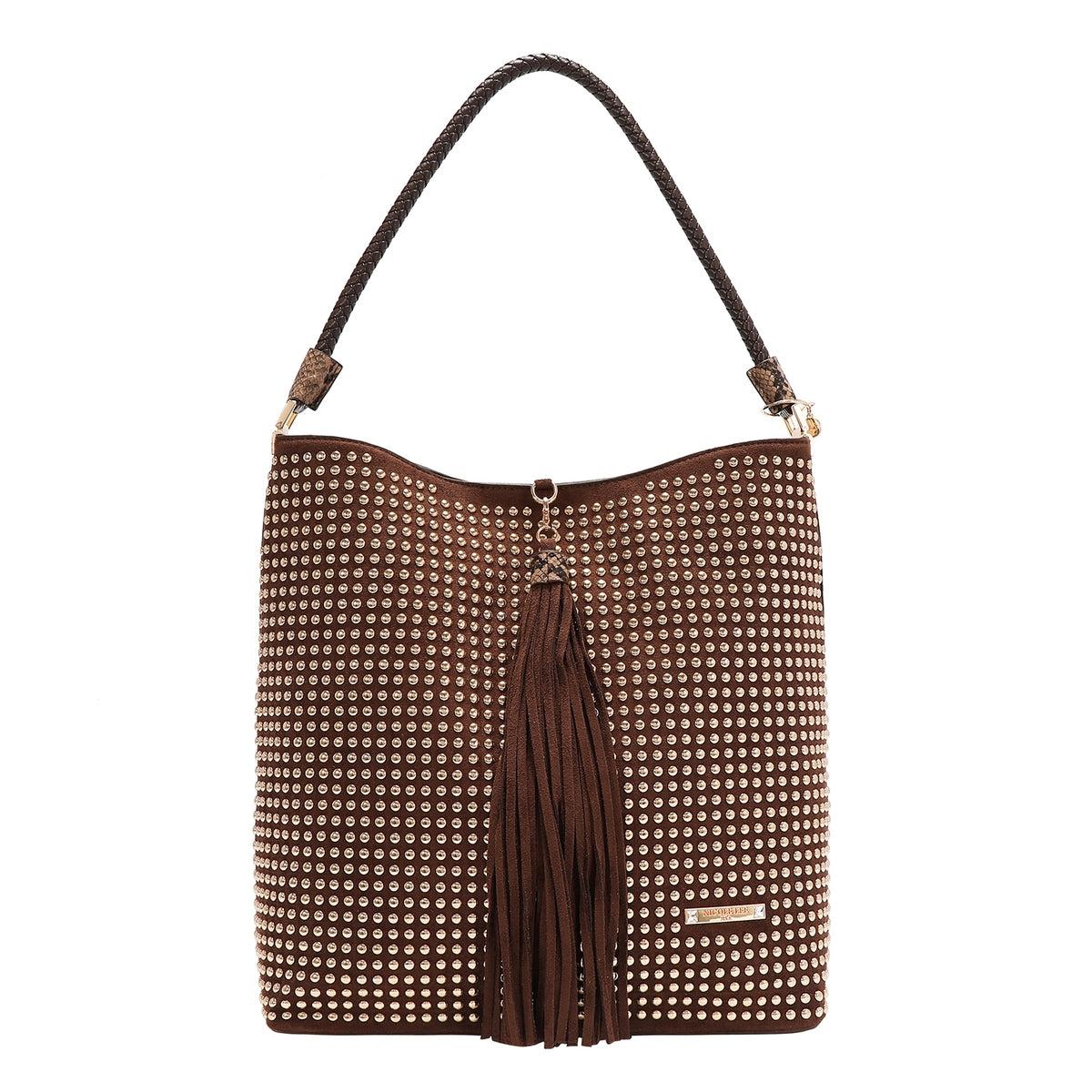 BOLSO BOHO CON TACHUELAS (MARRON)