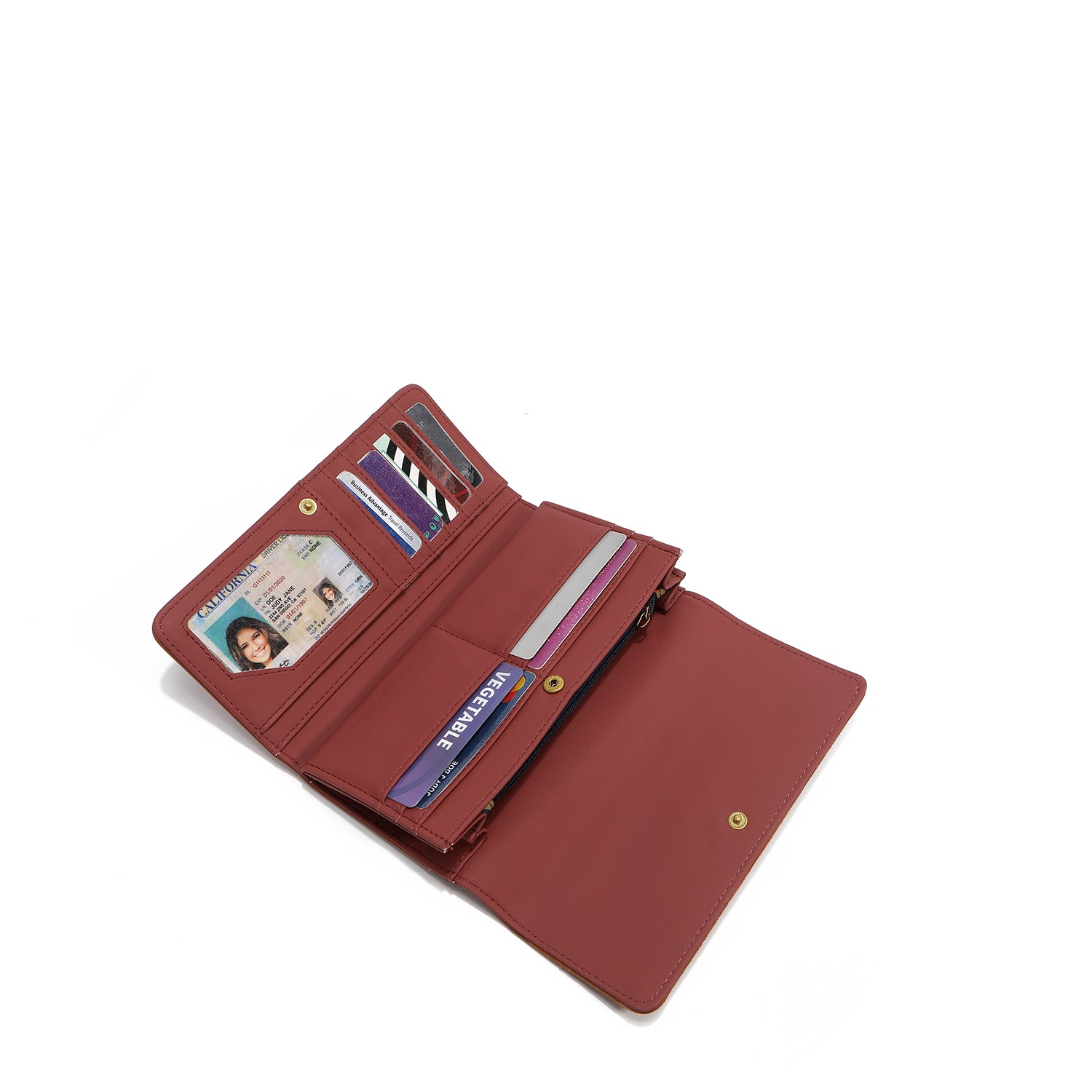 CARTERA LARGA TRIPLE CON DISEÑO FLORAL (MARRON)