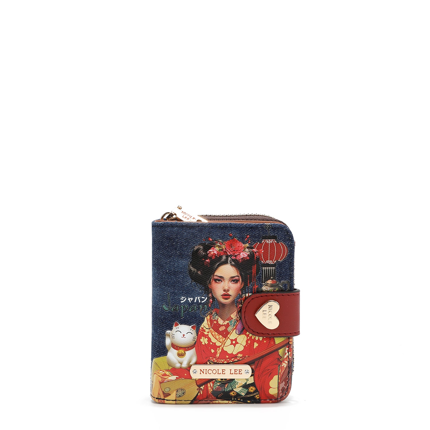 PORTAFOGLIO PIEGHEVOLE A CUORE IN DENIM (<tc>AKIKO LA BELLEZA</tc>)