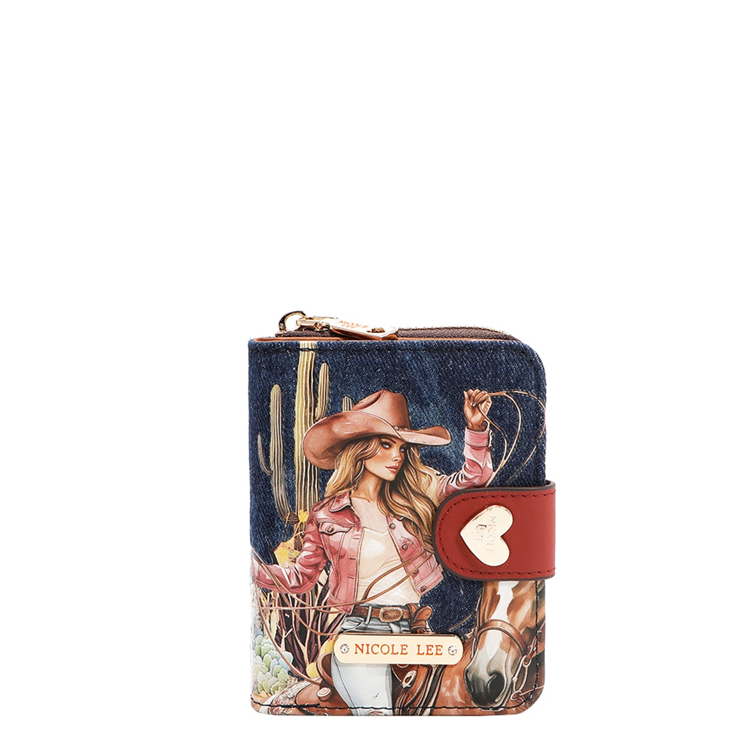 PORTAFOGLIO PIEGHEVOLE A FORMA DI CUORE IN DENIM (<tc>SOFIA MONTANA</tc>)